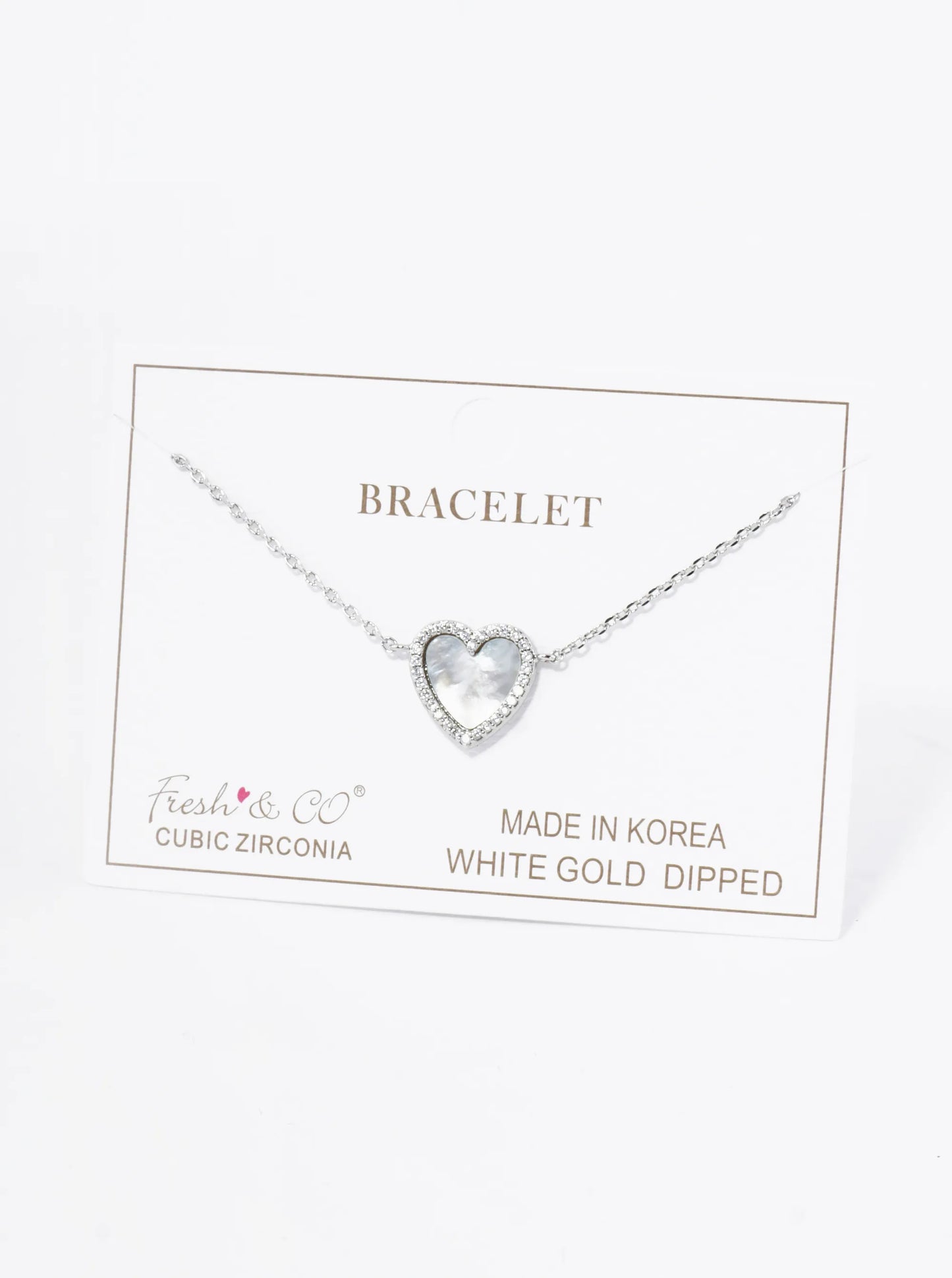 18K Gold Dipped 13mm Pave Set Cubic Zirconia Heart Chain Bracelet