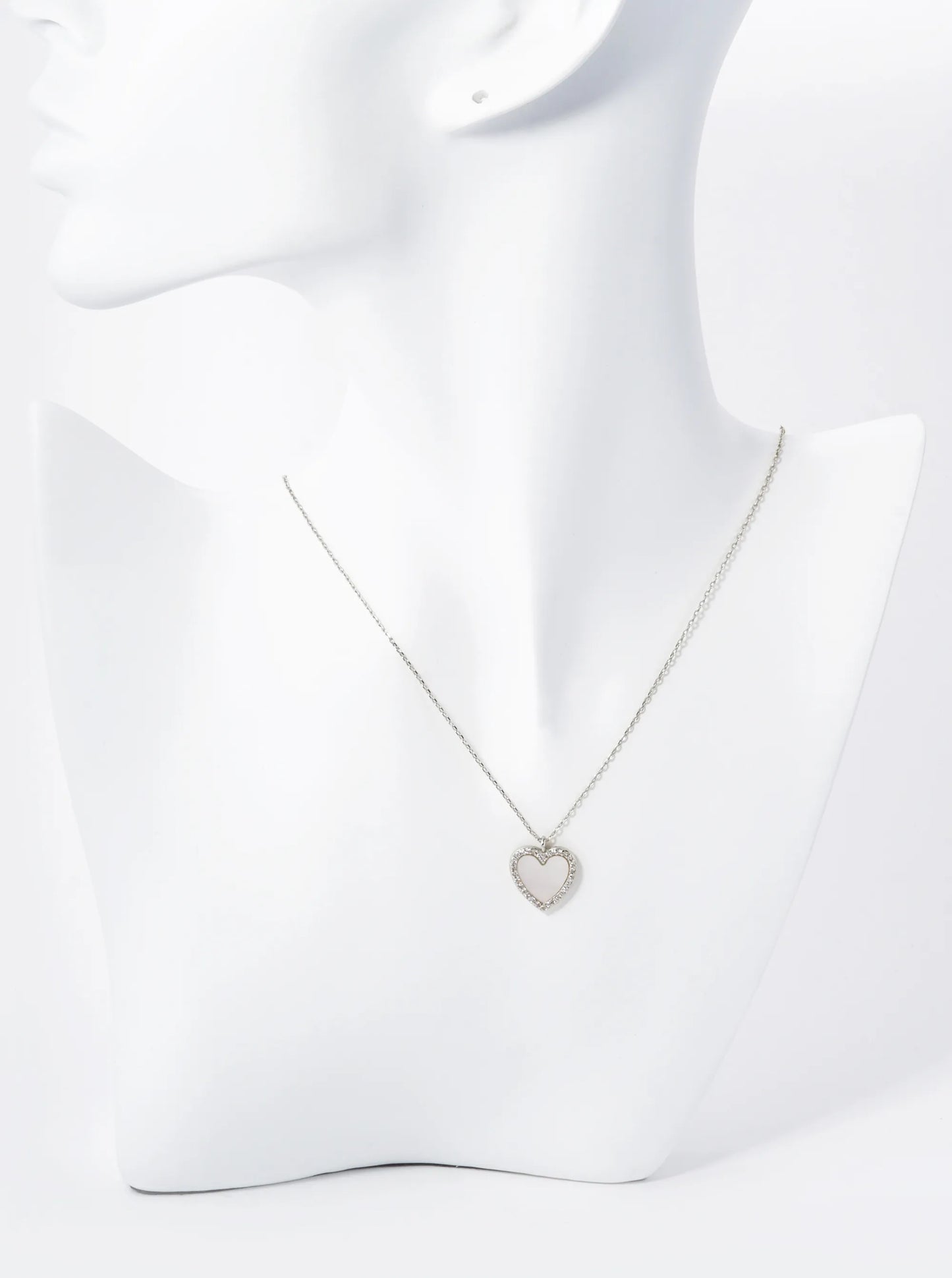 18K Gold Dipped 13mm Pave Set Cubic Zirconia Heart Pendant Necklace
