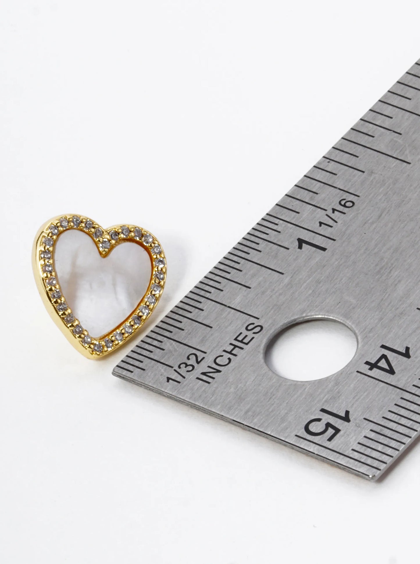 18K Gold Dipped 13mm Pave Set Cubic Zirconia Heart Stud Earrings