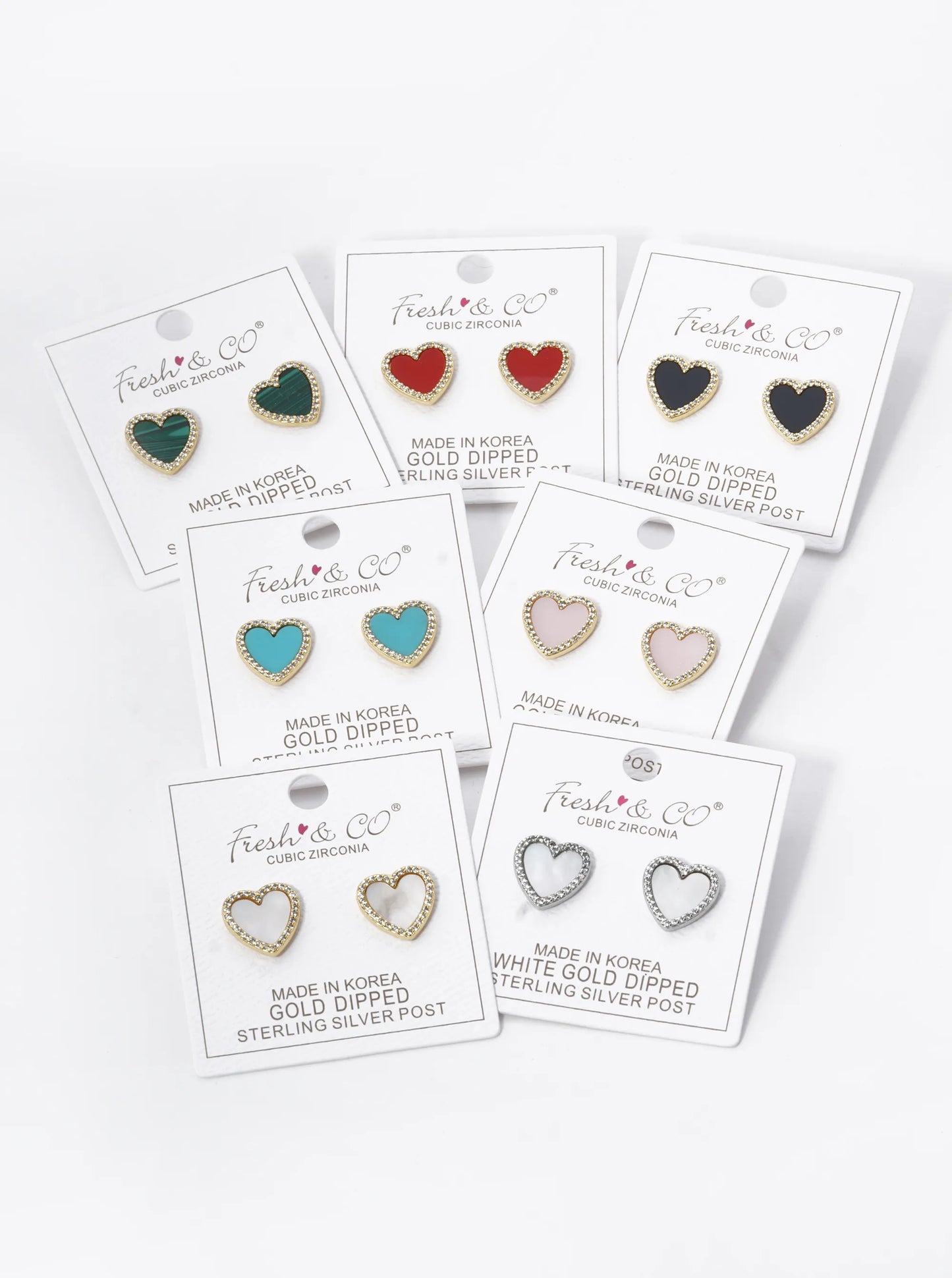 18K Gold Dipped 13mm Pave Set Cubic Zirconia Heart Stud Earrings