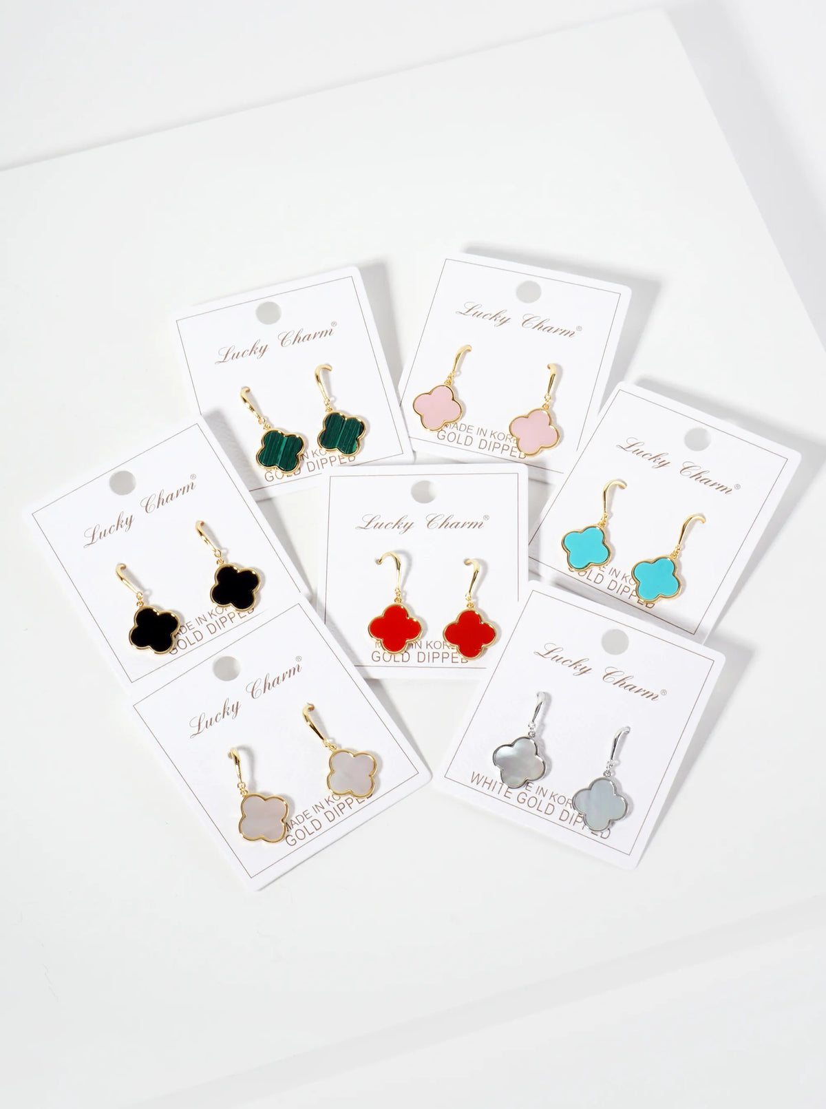 18K-Gold-Dipped 13mm Quatrefoil Drop Dangle Earrings