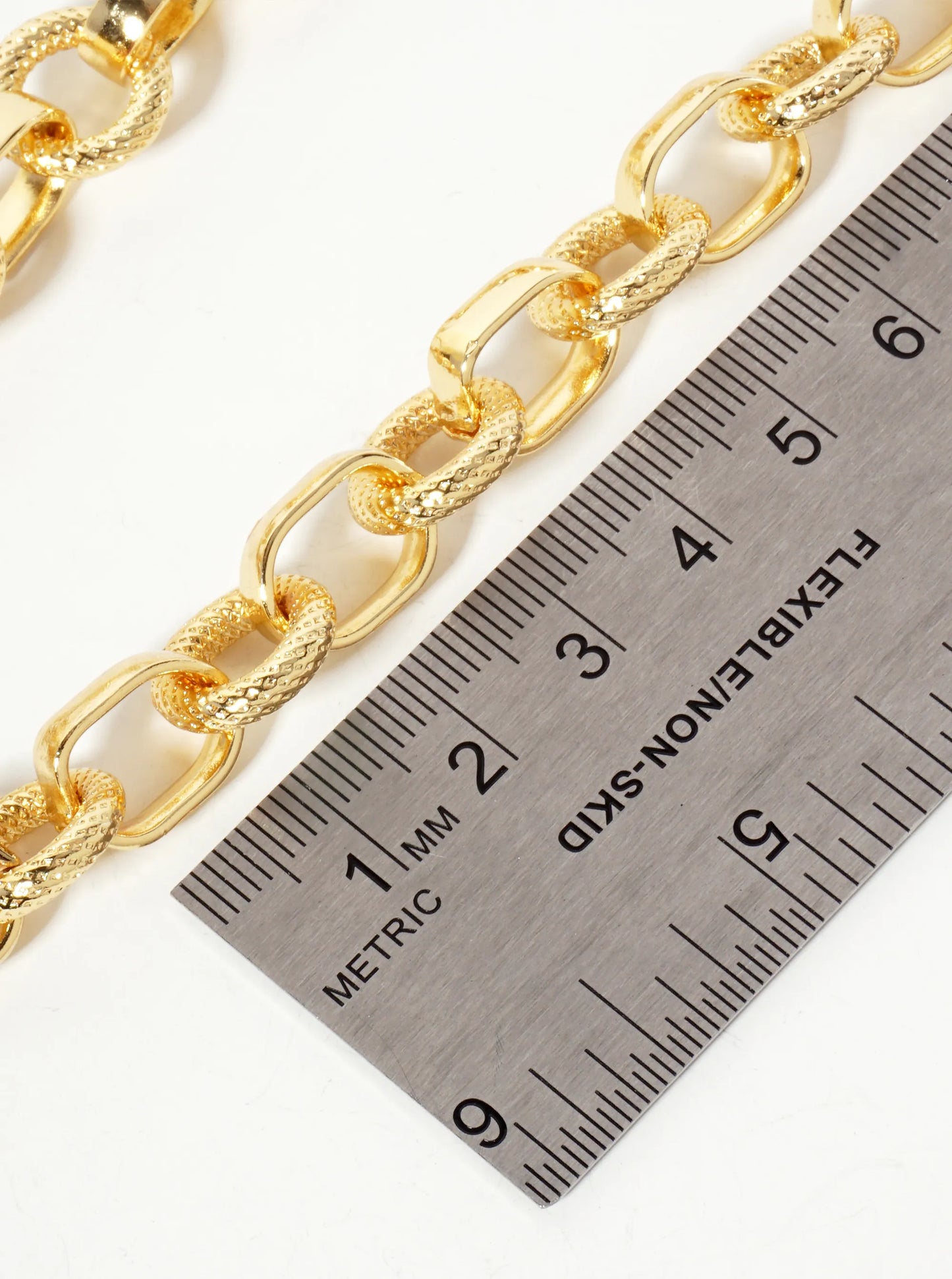 18K-Gold-Dipped 14-12mm Textured Chain Necklace