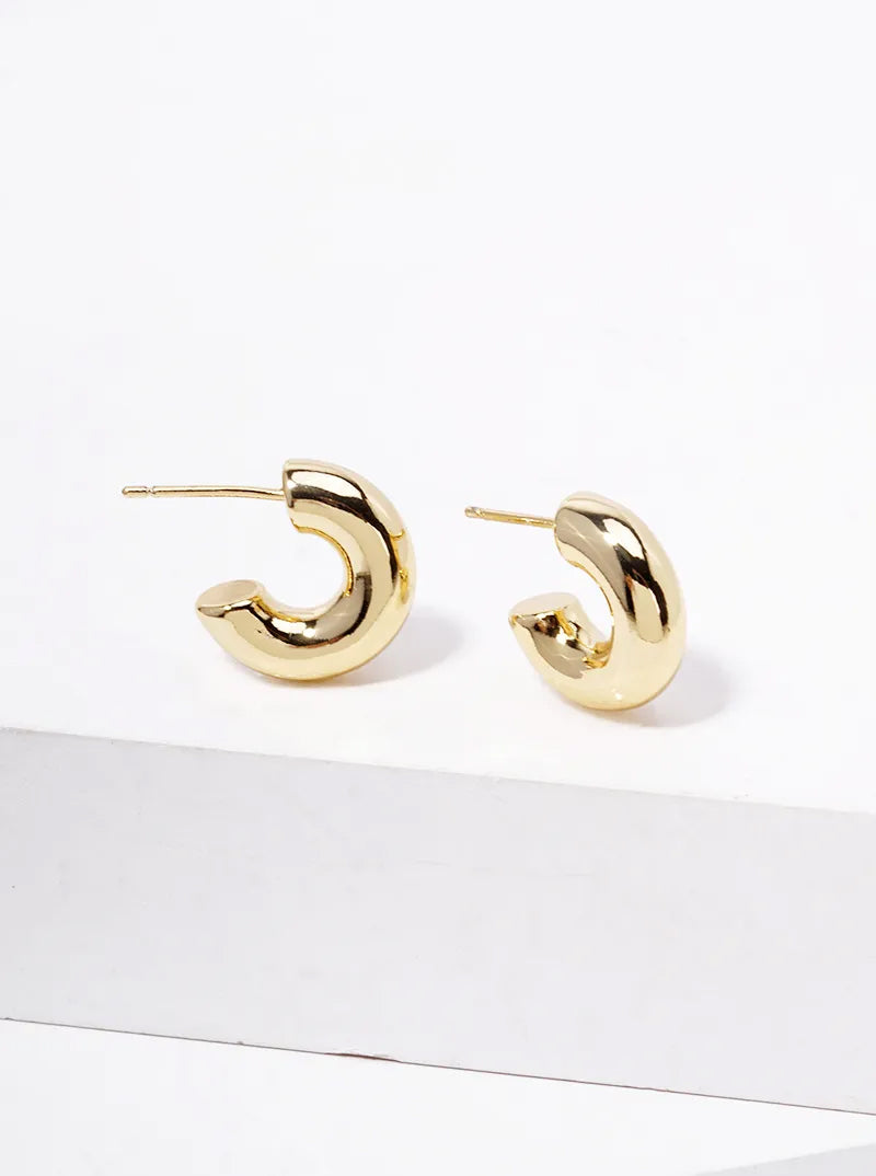 18K Gold Dipped 15mm Brass Hollow Hoop Earrings