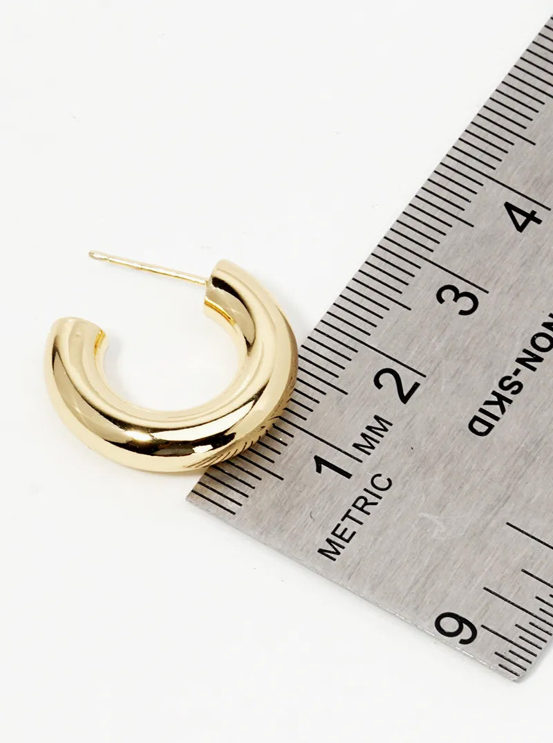 18K Gold Dipped 15mm Brass Hollow Hoop Earrings