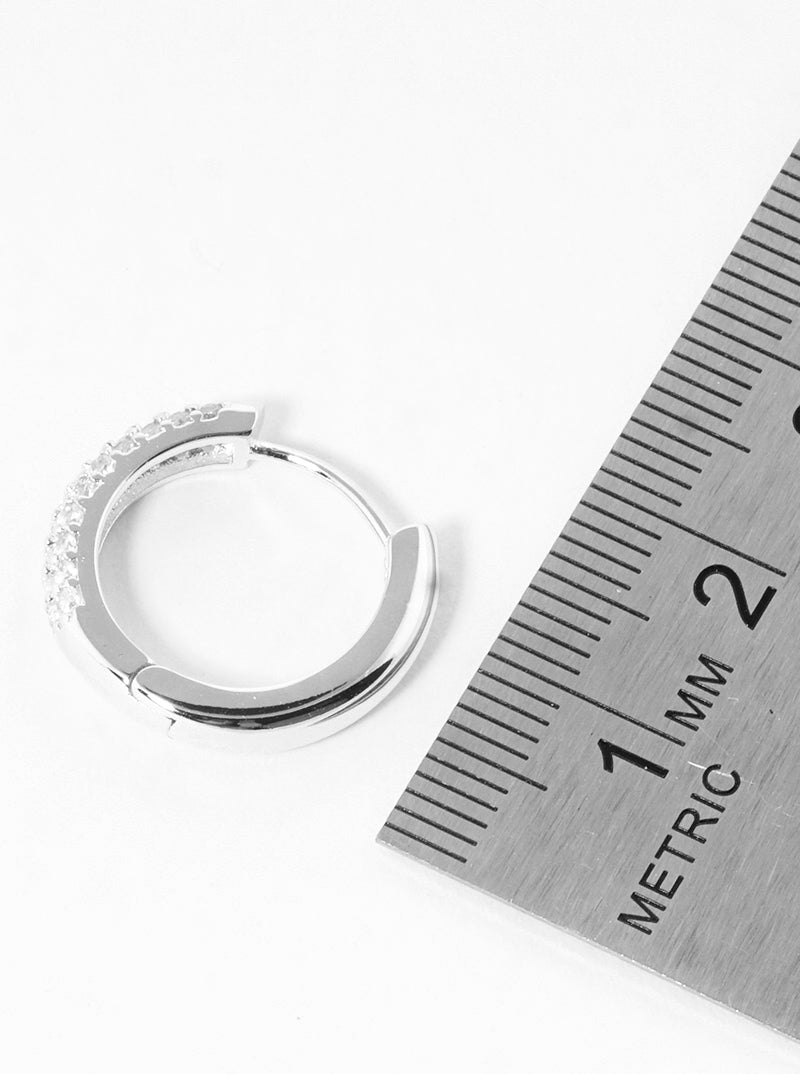 18K Gold Dipped 15mm CZ Pave Huggie Hoop Earrings