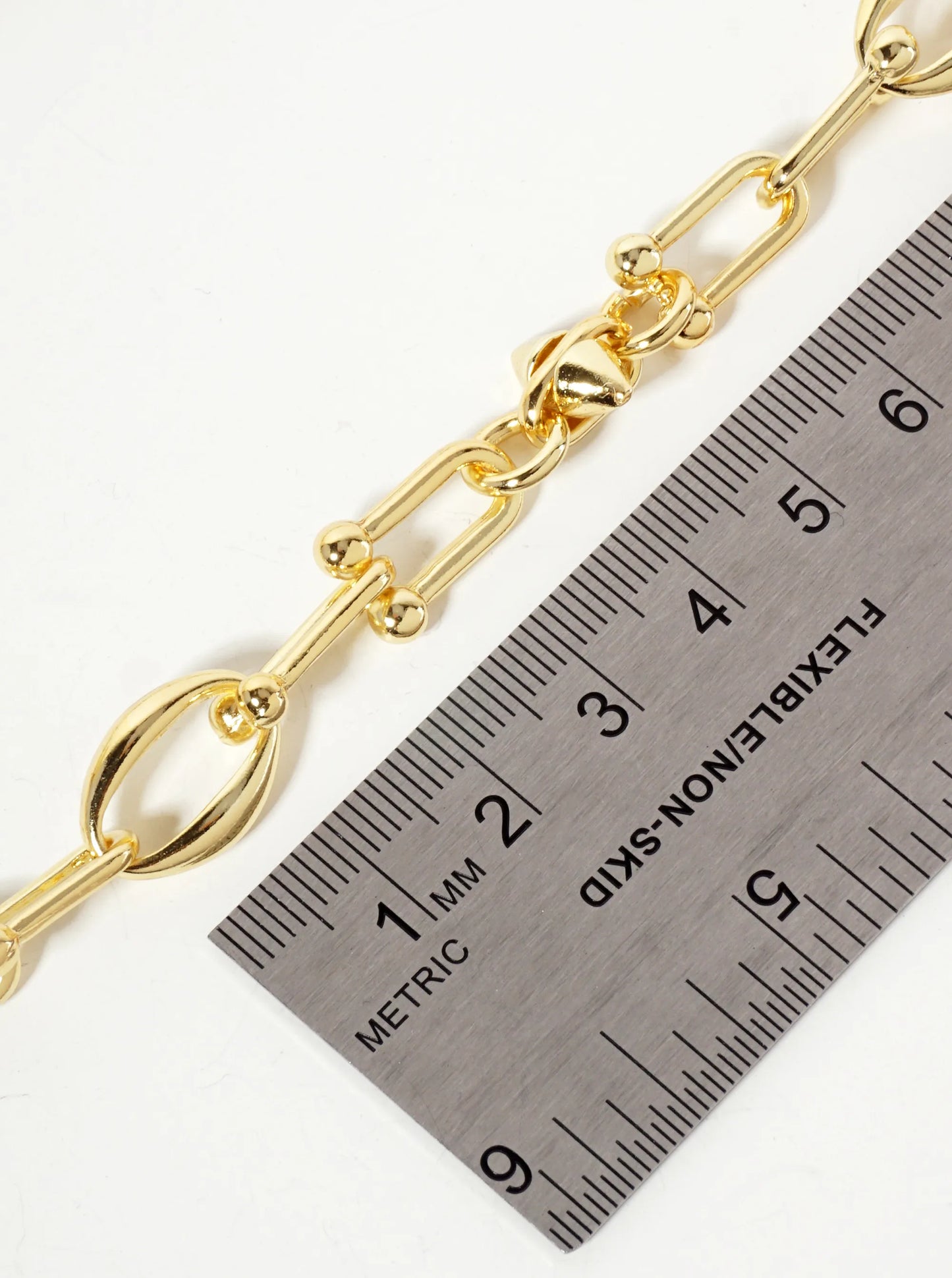 18K-Gold-Dipped 15mm HardWear Oval-Chain Polished Brass Chain Necklace With Spike Details