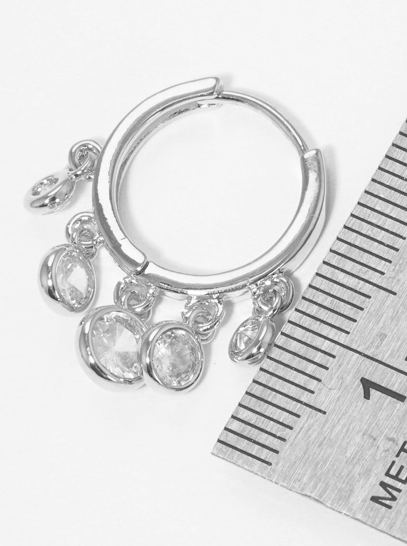 18K Gold Dipped 15mm Huggie Hoop Earrings With Graduated Round CZ Drop