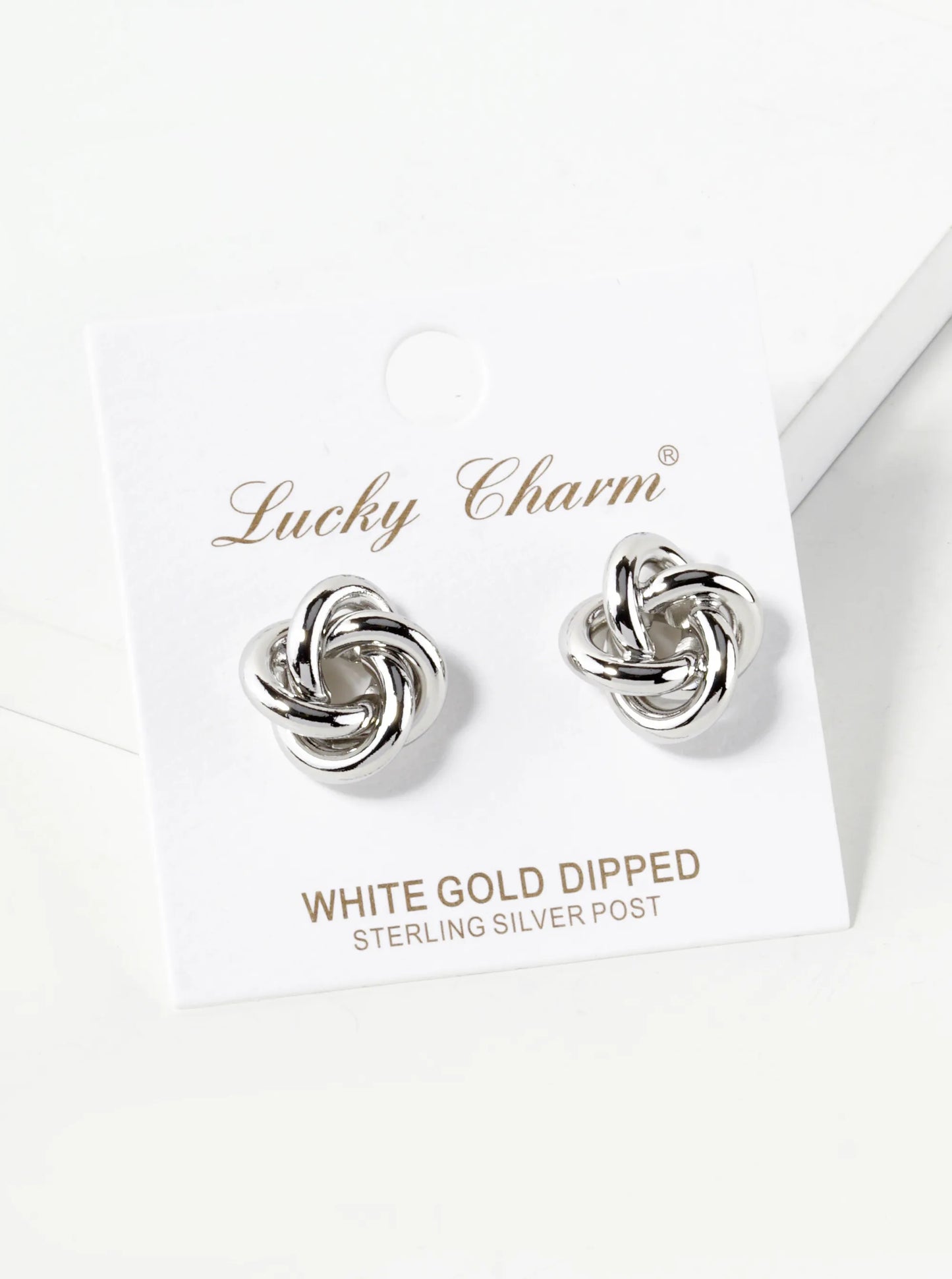 18K Gold Dipped 15mm Love Knot Stud Earrings