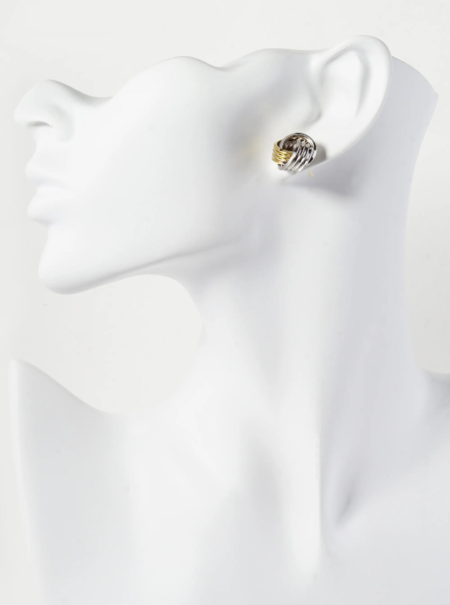 18K Gold Dipped 15mm Textured Love Knot Stud Earrings