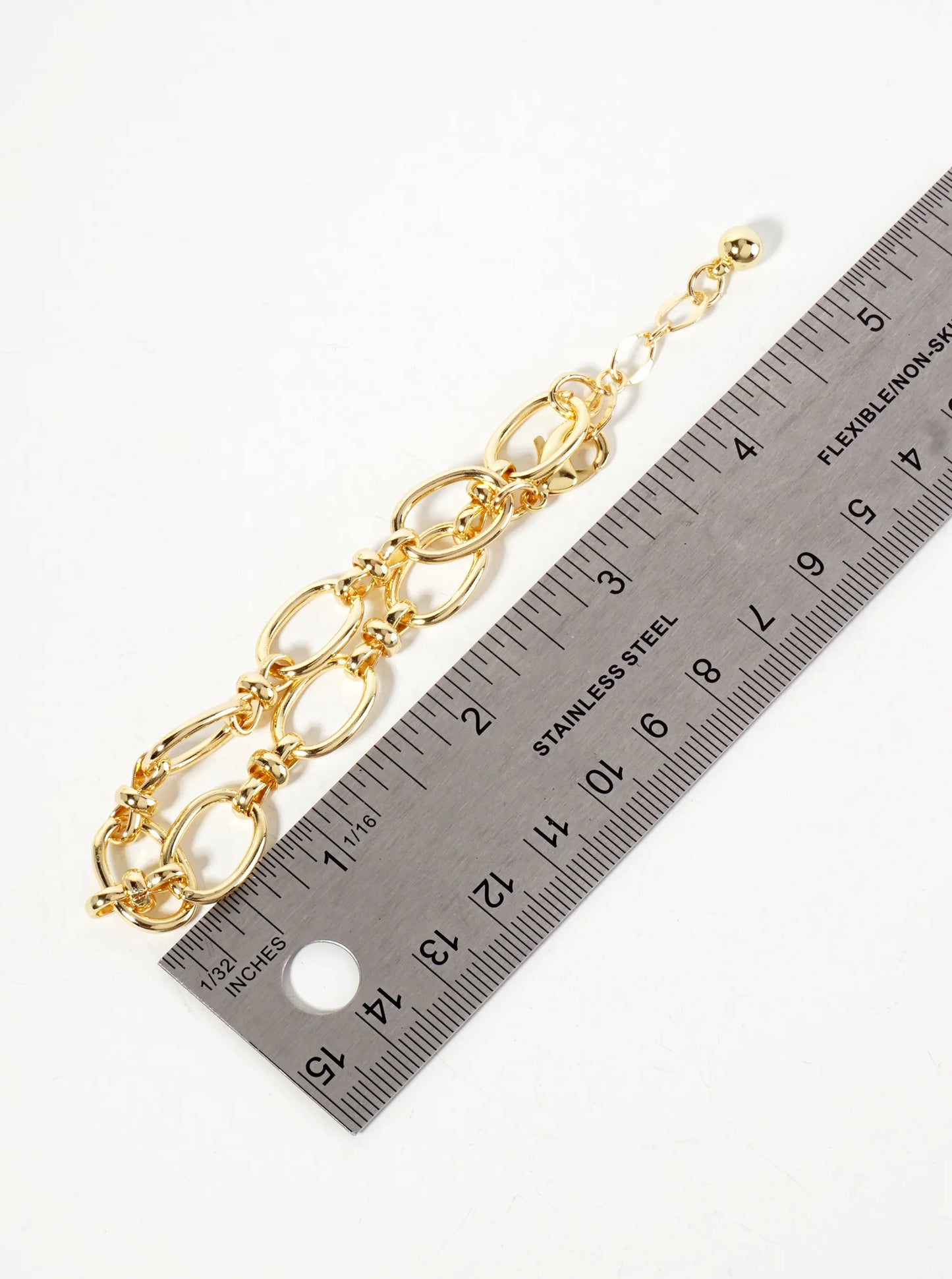18K-Gold-Dipped 16mm Polished Brass Chain Bracelet