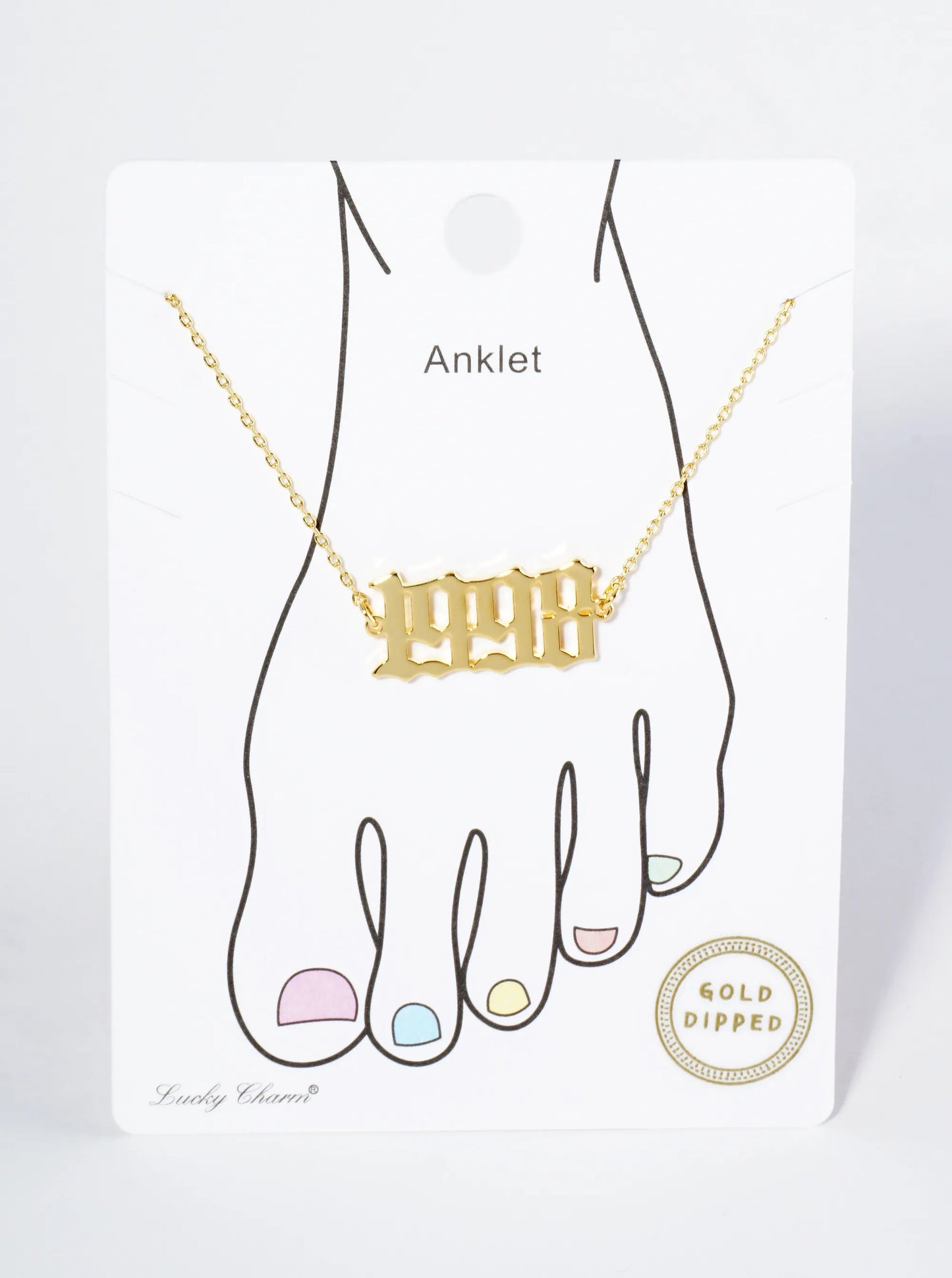 18K Gold Dipped 1998 Birth Year Brass Chain Anklet