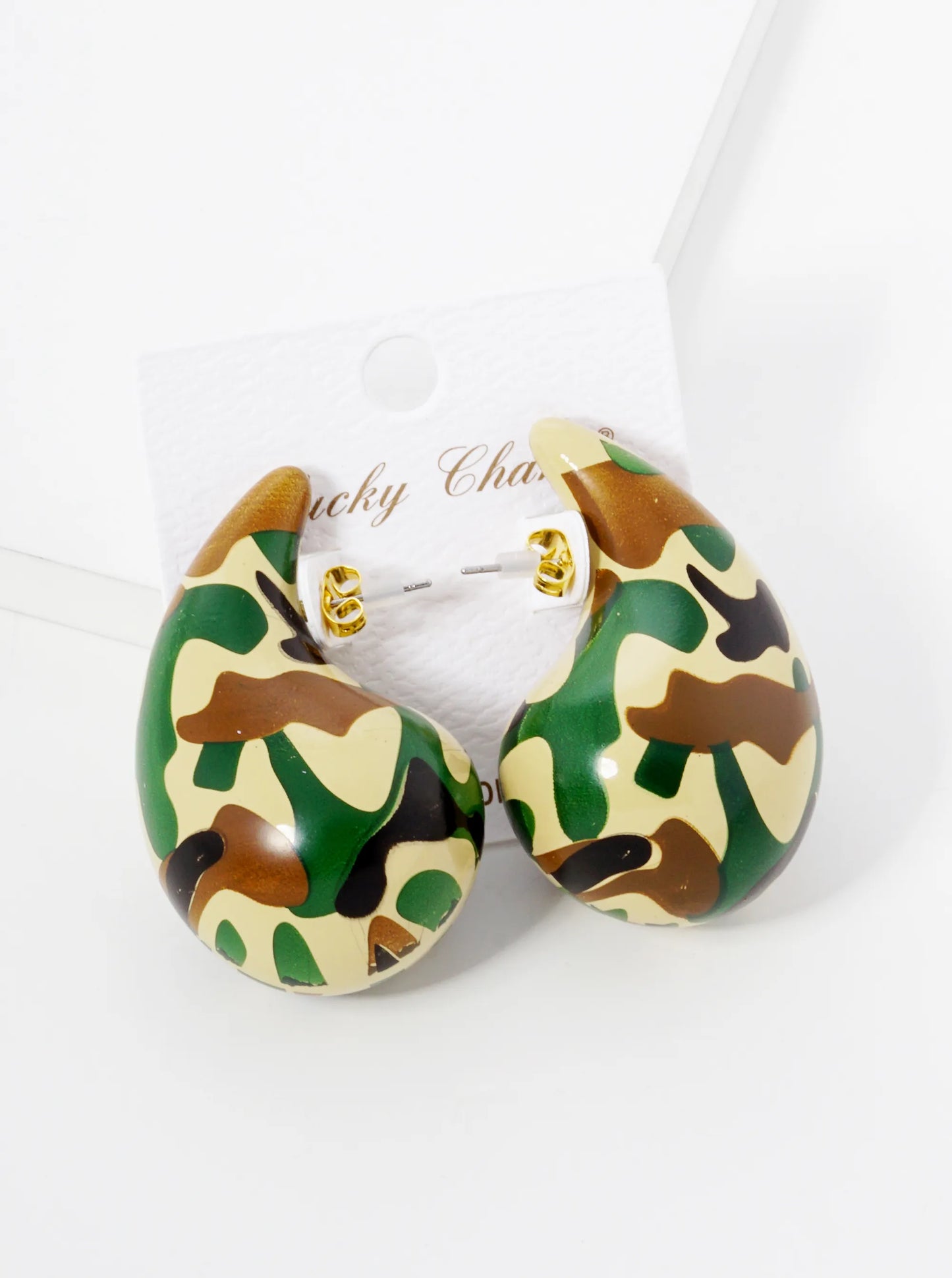 18K-Gold-Dipped 2-Inch Hollow Puffy Teardrop Stud Earrings