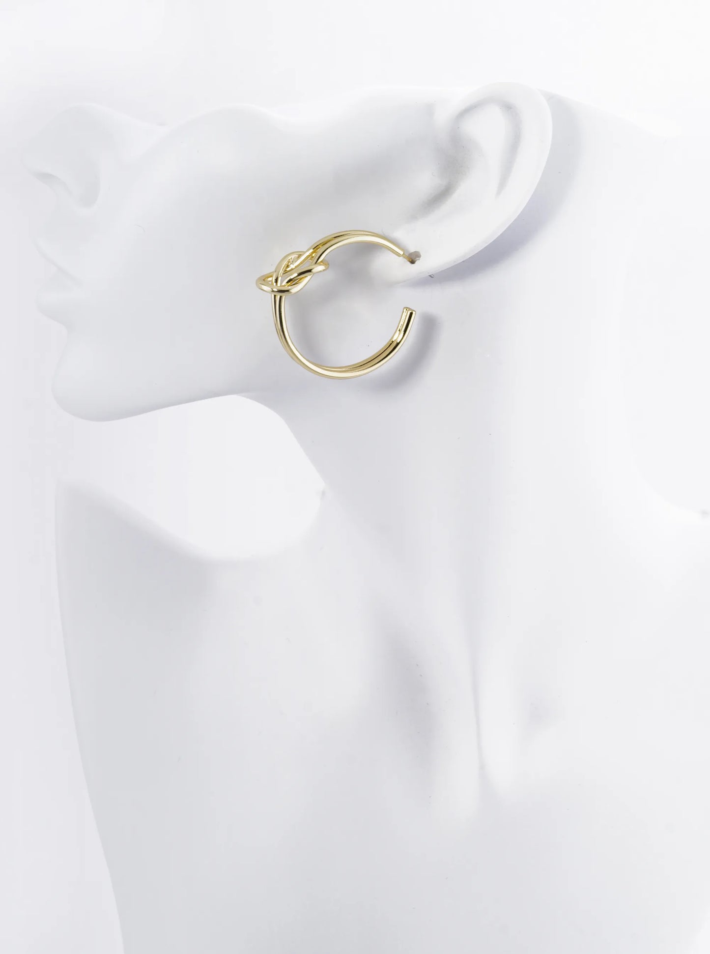 18K Gold Dipped 2 Line Knotted 35mm Hoop Earrings