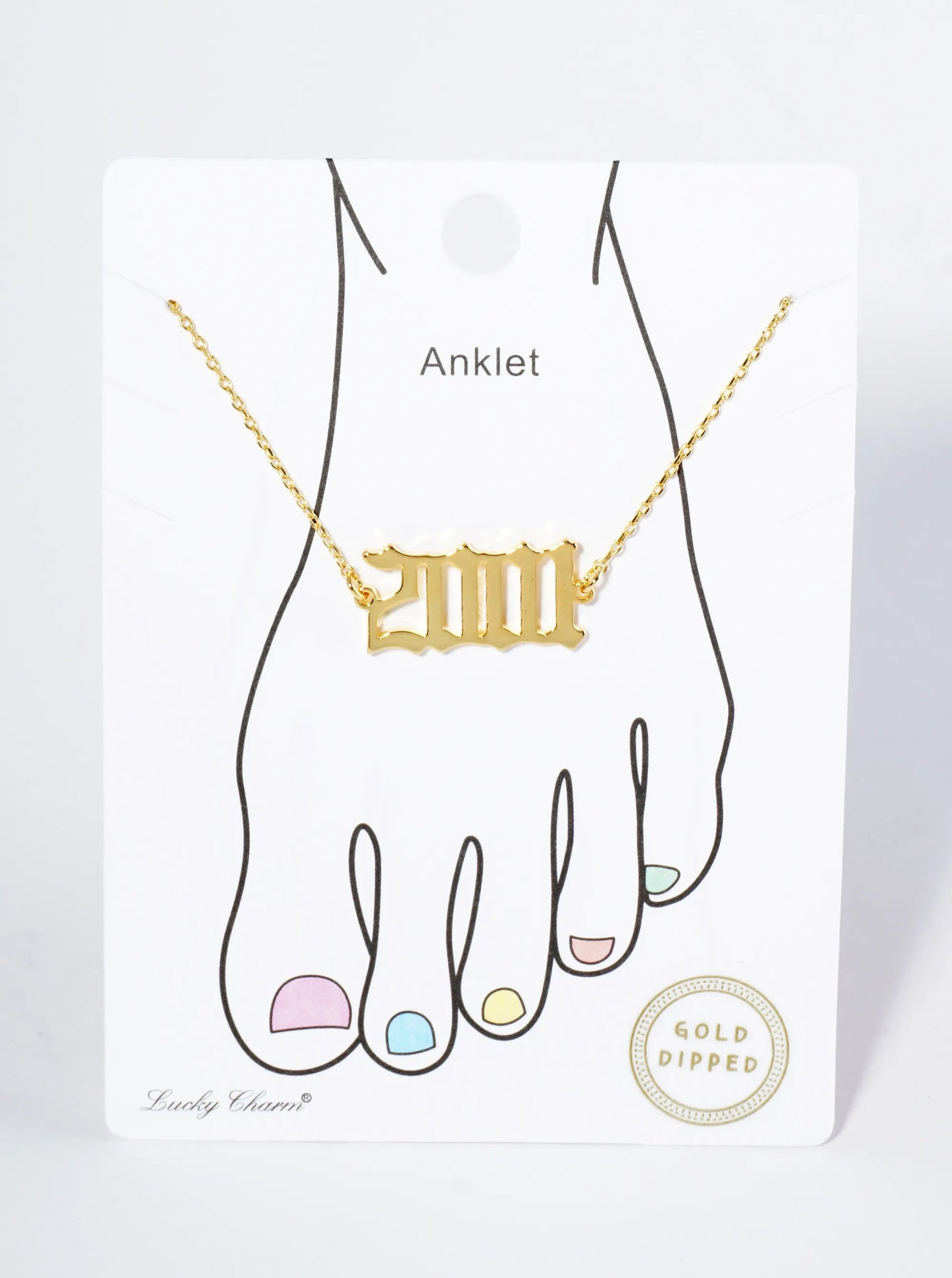 18K Gold Dipped 2001 Birth Year Brass Chain Anklet