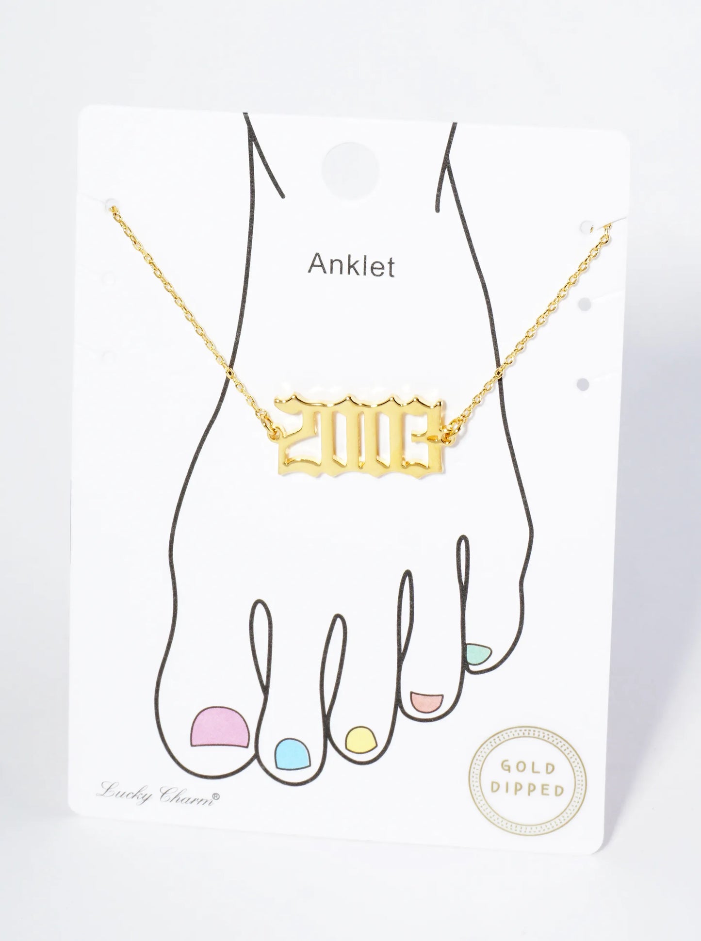 18K Gold Dipped 2003 Birth Year Brass Chain Anklet