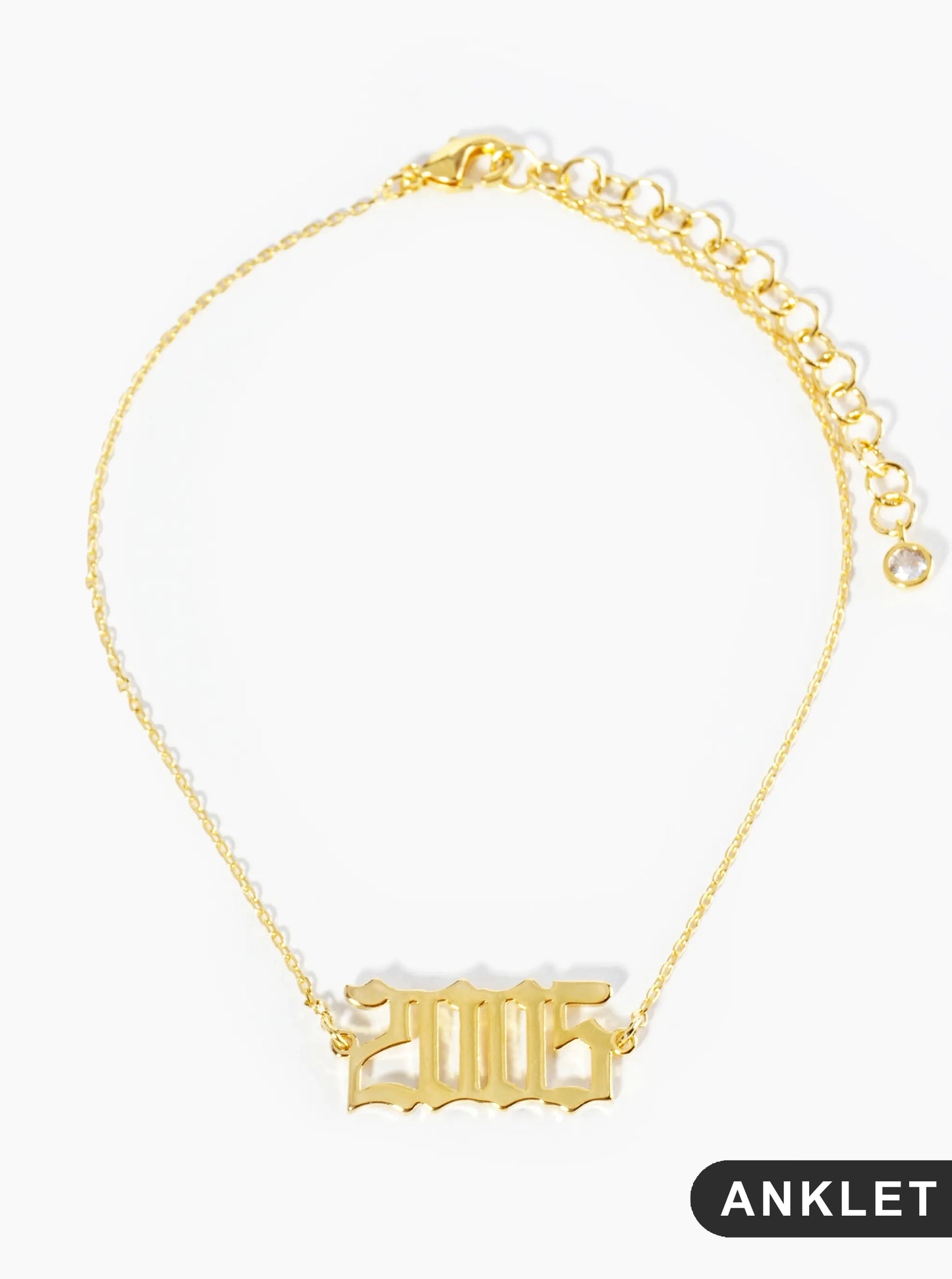 18K Gold Dipped 2005 Birth Year Brass Chain Anklet