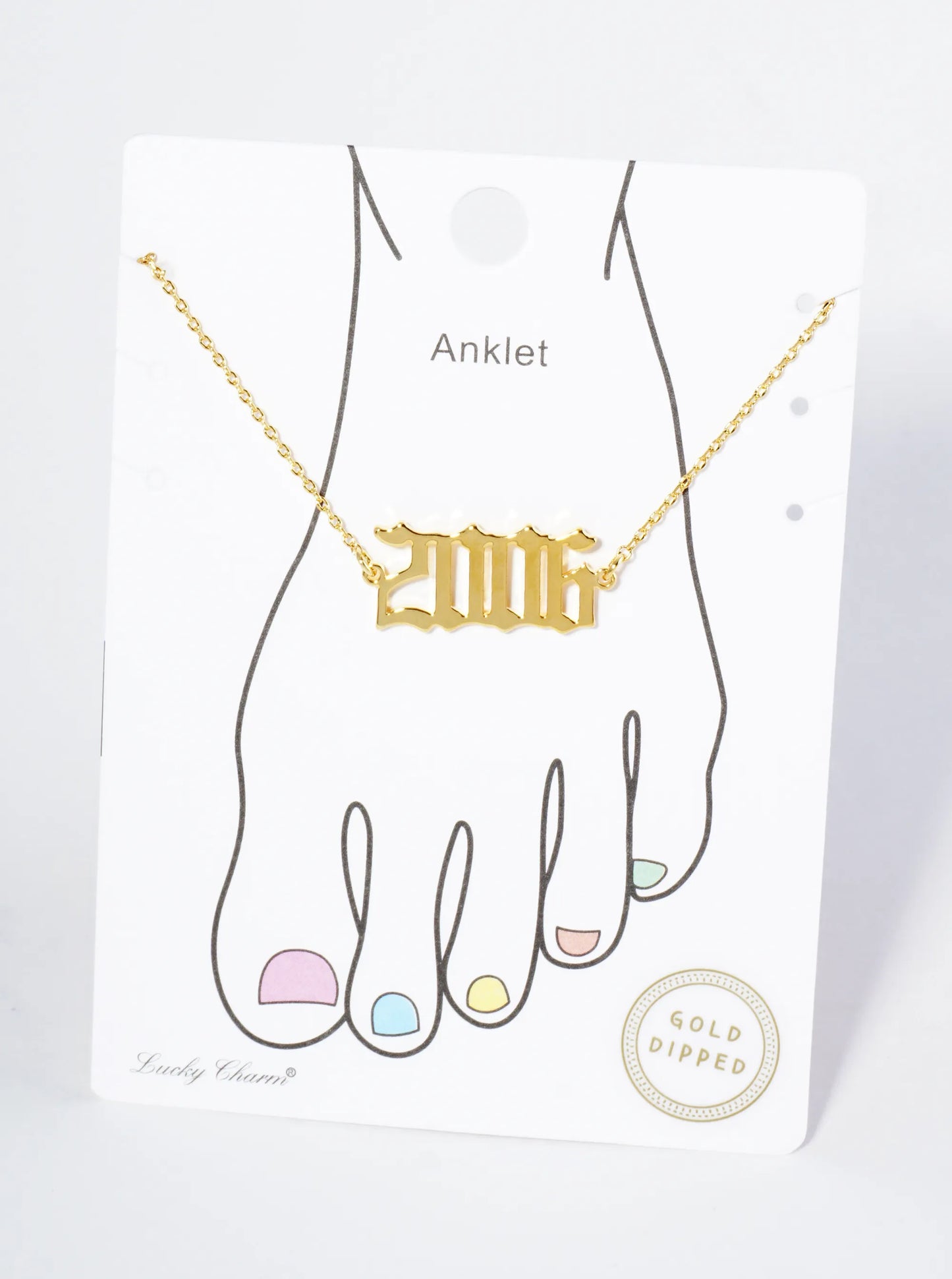 18K Gold Dipped 2006 Birth Year Brass Chain Anklet