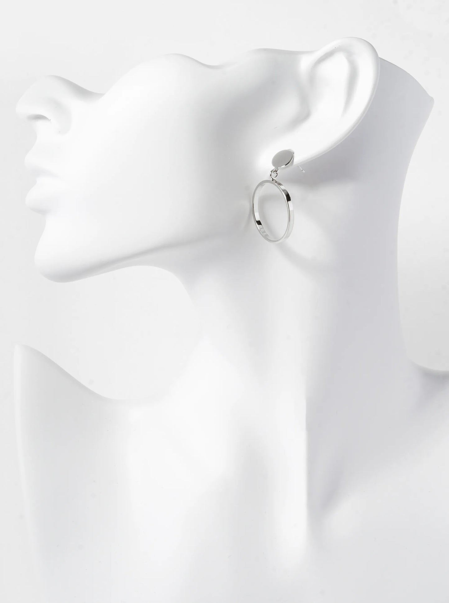 18K Gold Dipped 20mm Brass Circle Drop Sterling Silver Post Dangle Earrings