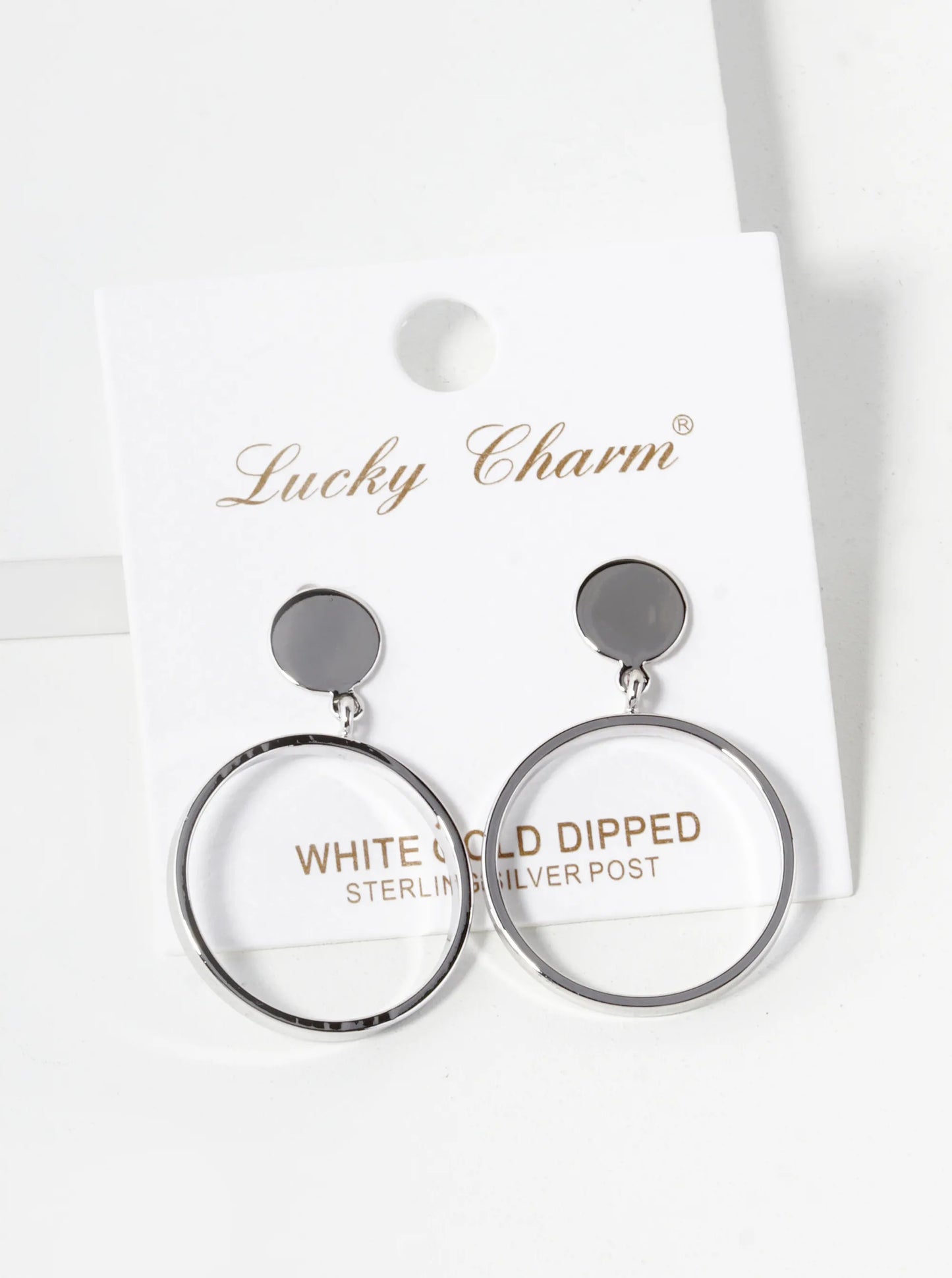 18K Gold Dipped 20mm Brass Circle Drop Sterling Silver Post Dangle Earrings