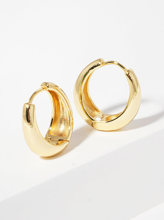 18K Gold Dipped 15mm CZ Pave Huggie Hoop Earrings