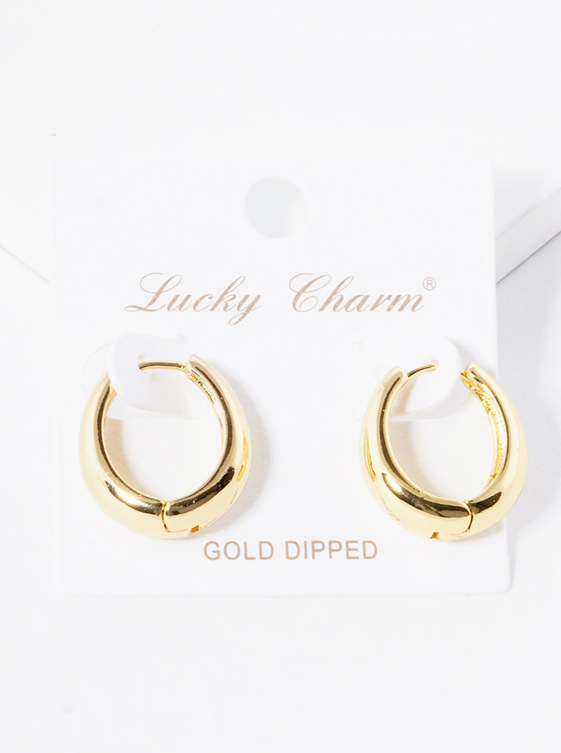 18K Gold Dipped 15mm CZ Pave Huggie Hoop Earrings