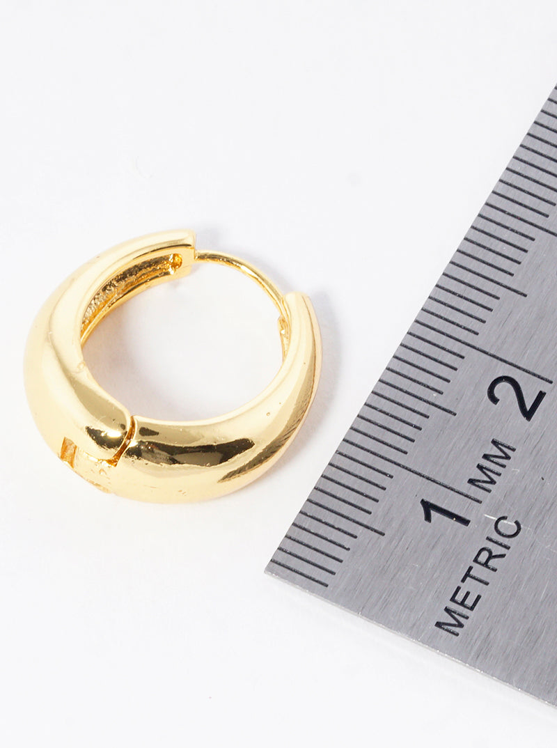 18K Gold Dipped 15mm CZ Pave Huggie Hoop Earrings