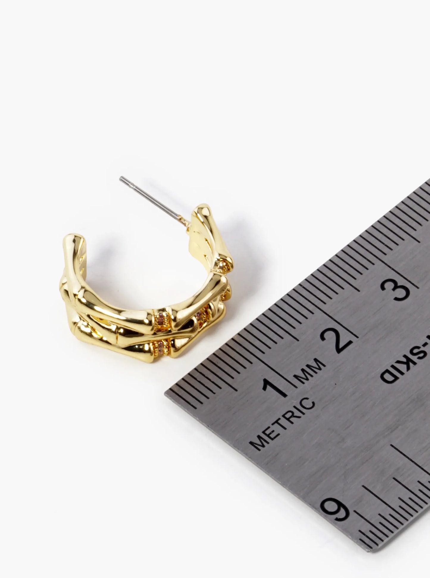 18K Gold Dipped 20mm Diameter Textured Brass Hoop Earrings