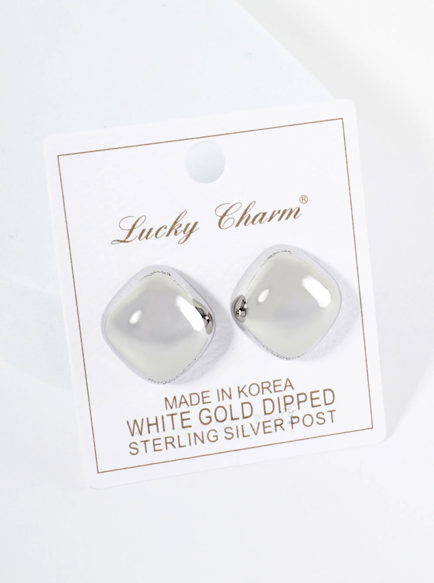 18K Gold Dipped 20mm Diamond Shape Button Stud Earrings