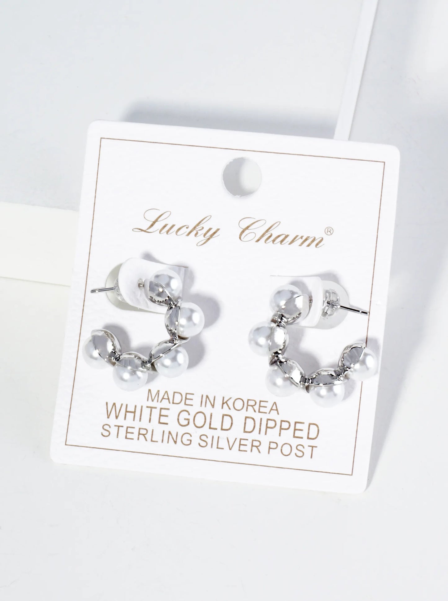 18K Gold Dipped 20mm Pearl Beaded Hoop Earrings