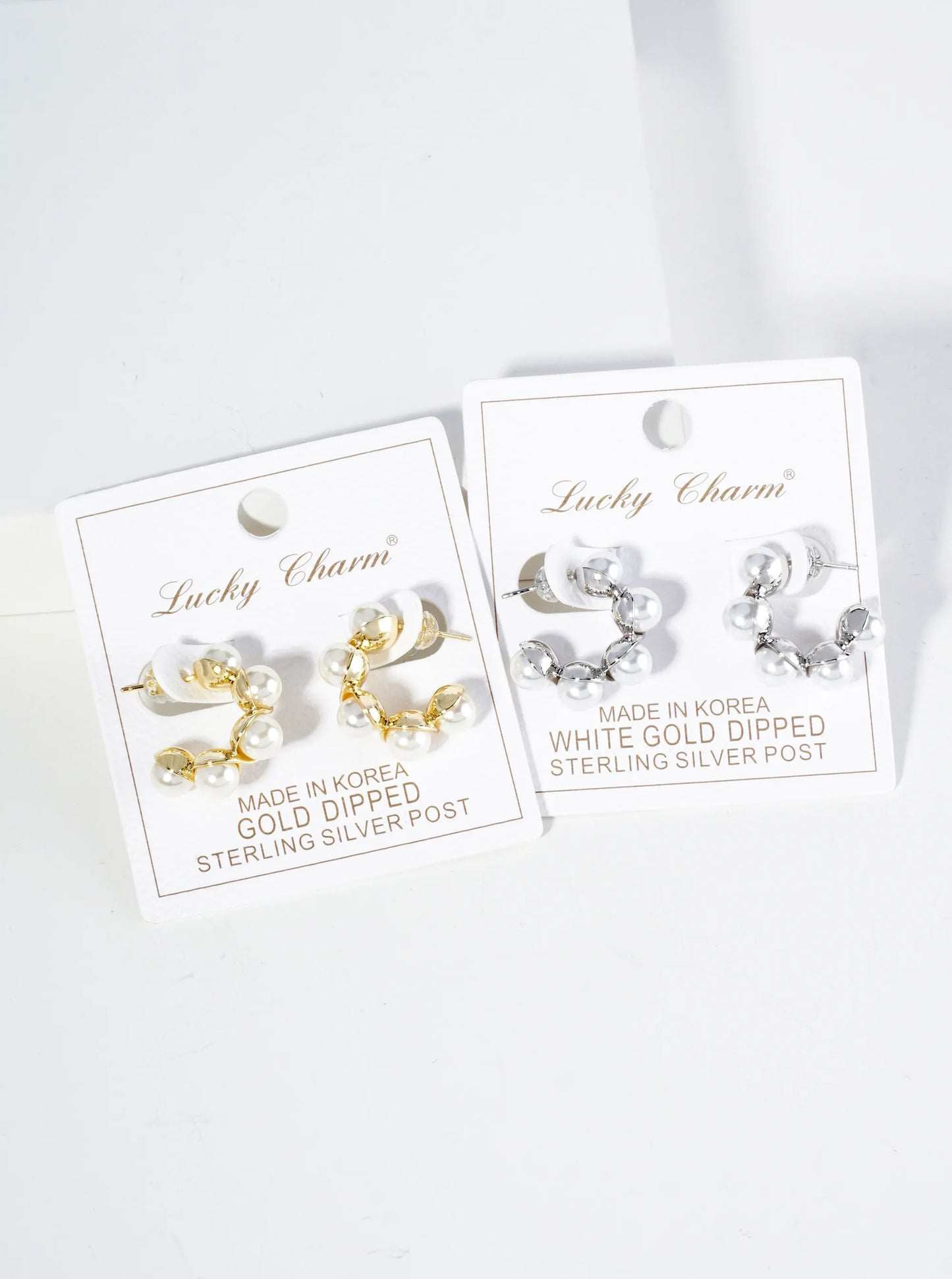 18K Gold Dipped 20mm Pearl Beaded Hoop Earrings