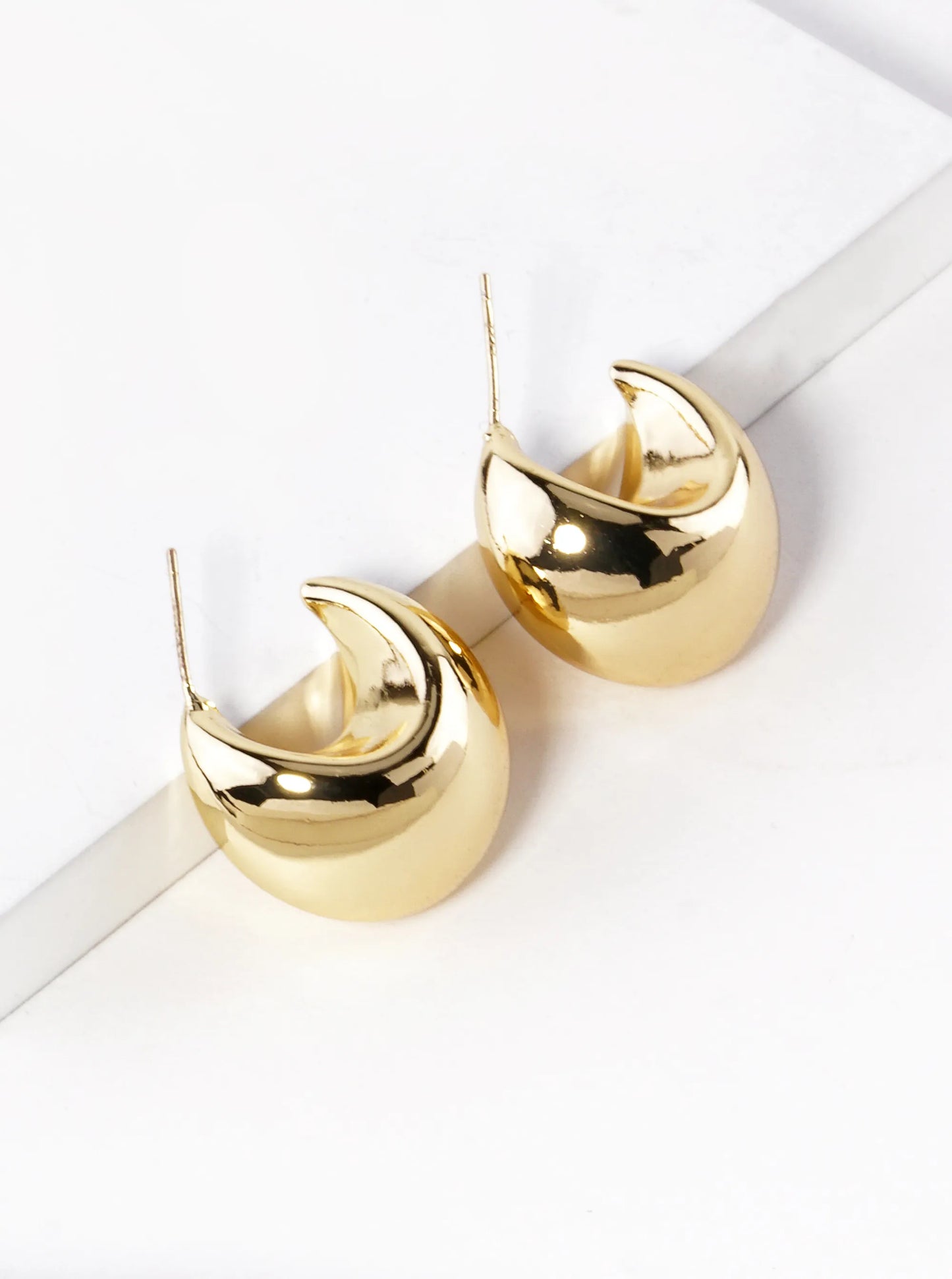 White Gold Dipped 22mm Hollow Puffy Hoop Earrings