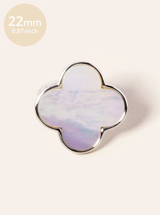 18K Gold Dipped 16mm Semi-Precious Quatrefoil Adjustable Ring