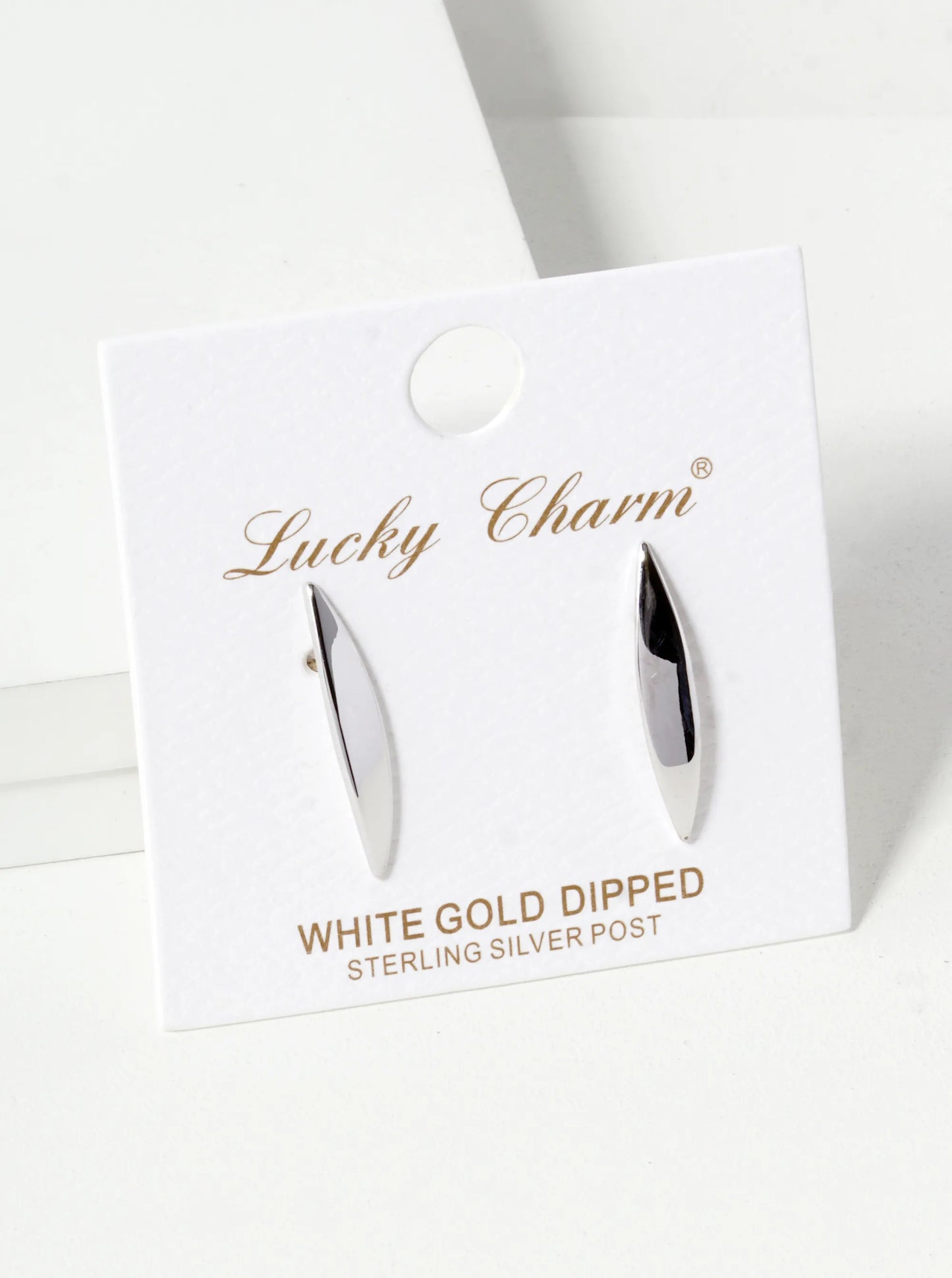18K Gold Dipped 22mm Tapered Brass Marquise Bar Sterling Silver Post Stud Earrings