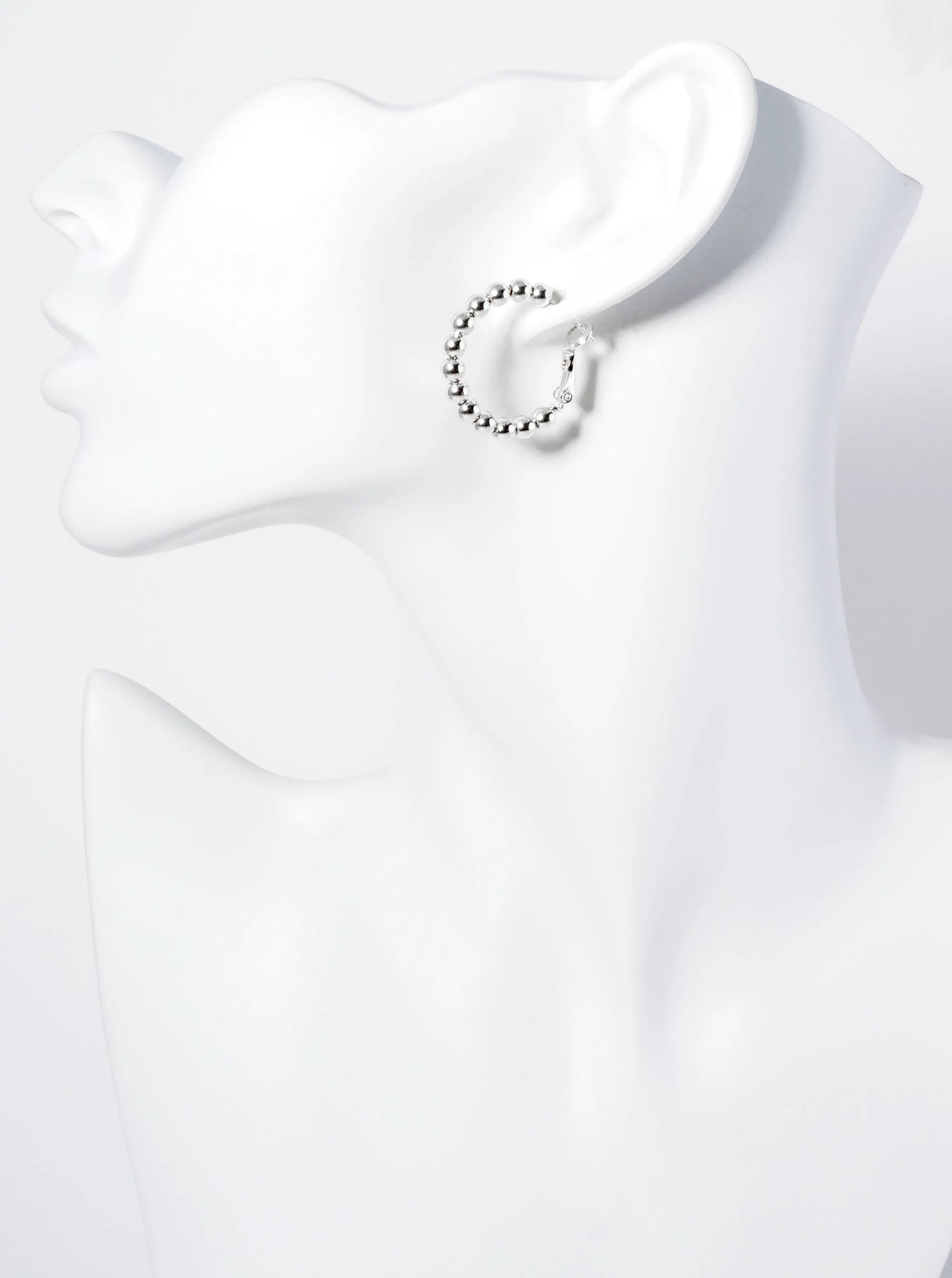 18K Gold Dipped 25mm Brass Ball Beaded Hoop Earrings With Latch Back Closure