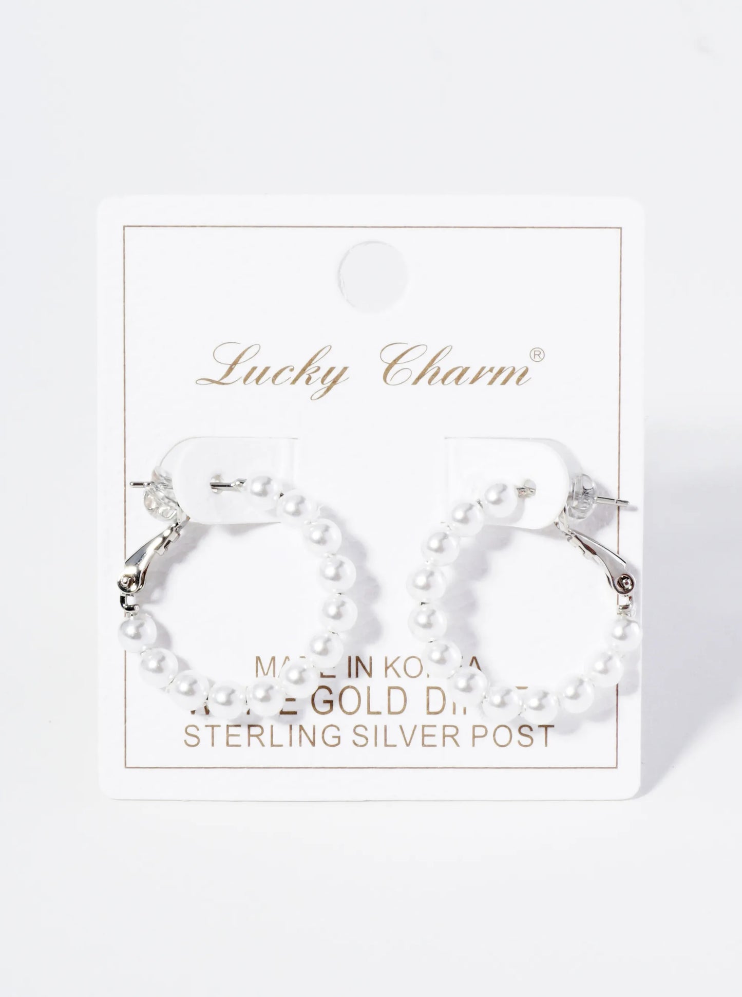 18K Gold Dipped 25mm Pearl Beaded Hoop Earrings With Latch Back Closure