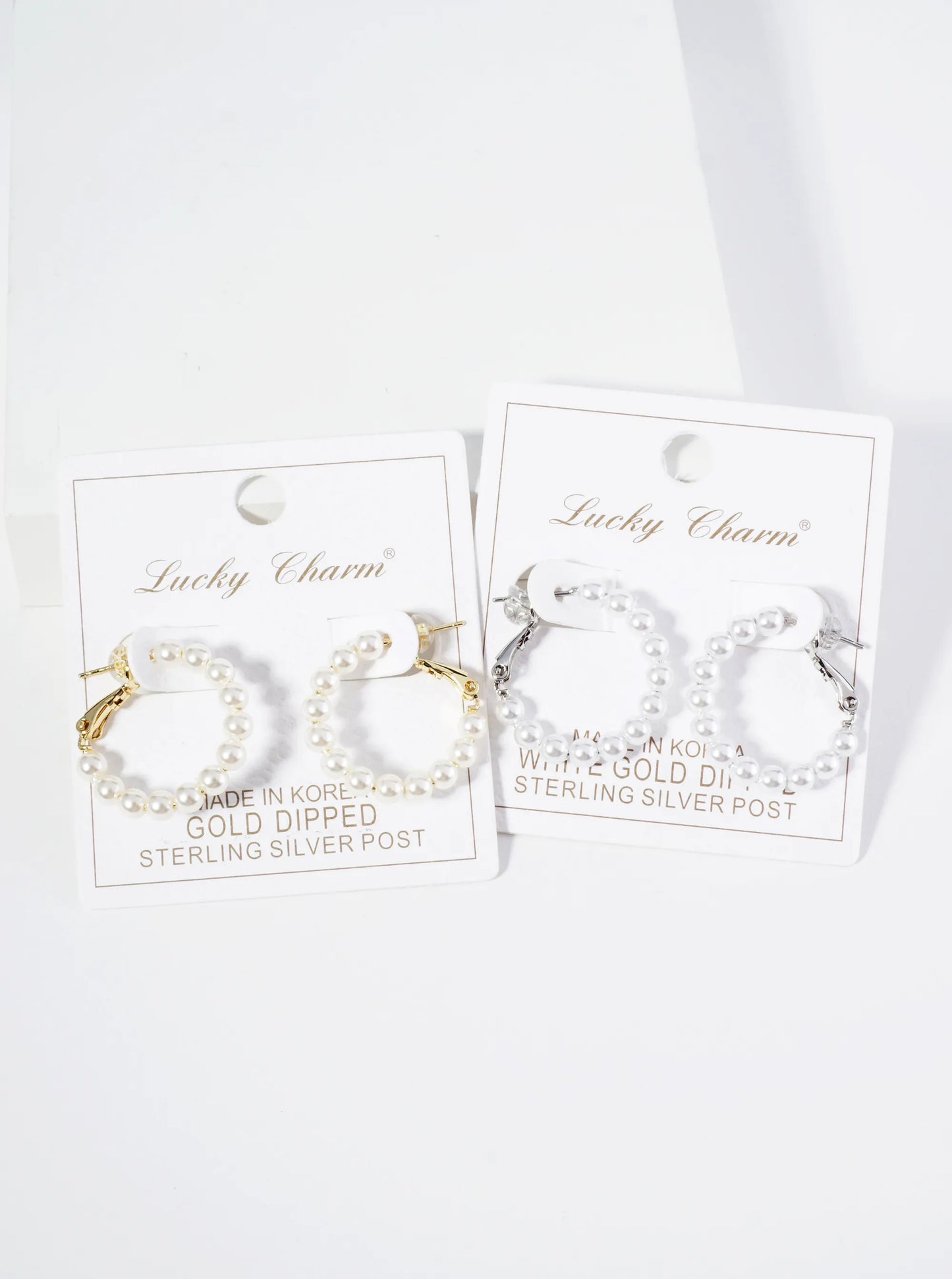 18K Gold Dipped 25mm Pearl Beaded Hoop Earrings With Latch Back Closure