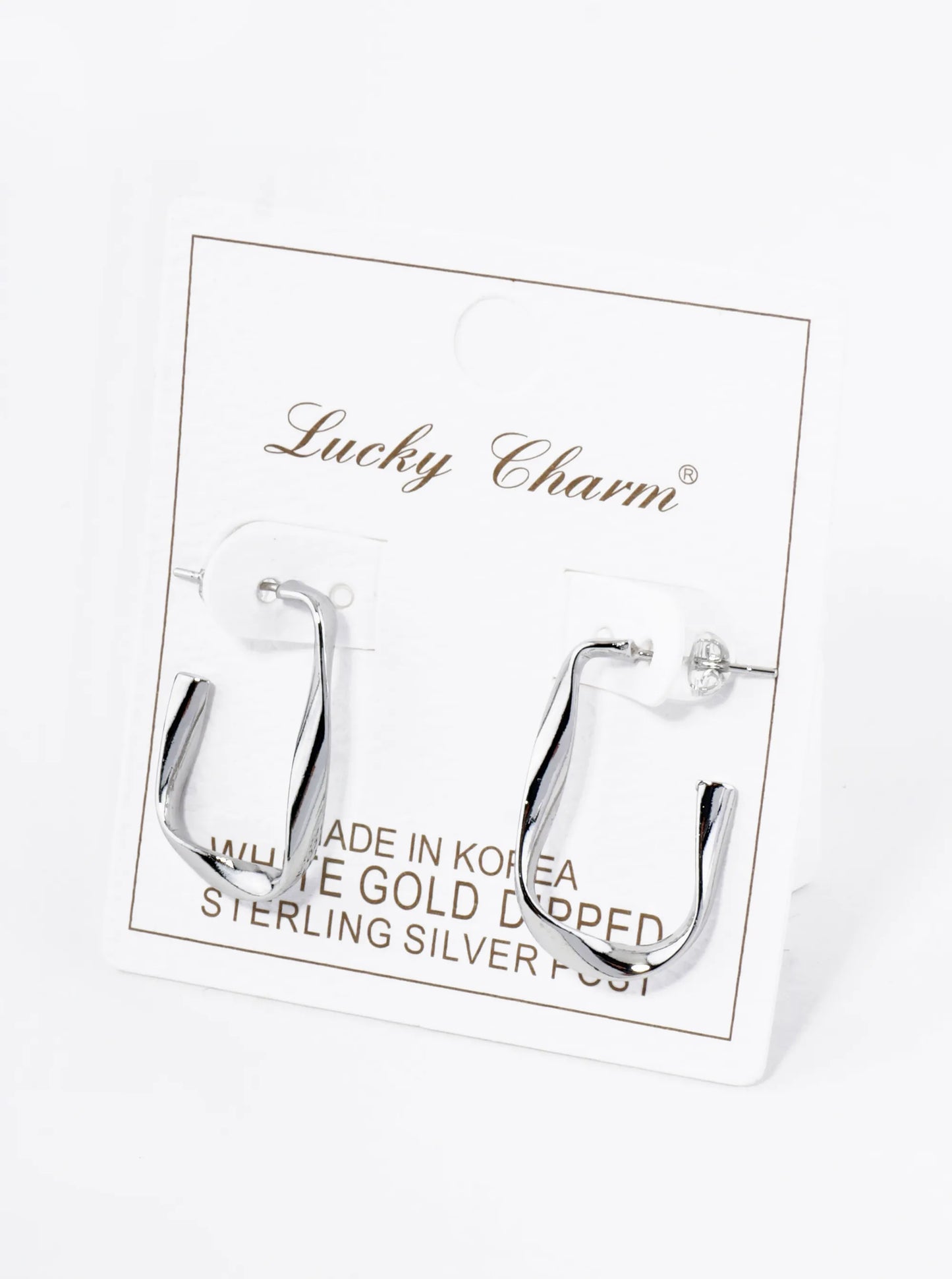 18K Gold Dipped 25mm Twist Rectangle Hoop Earrings