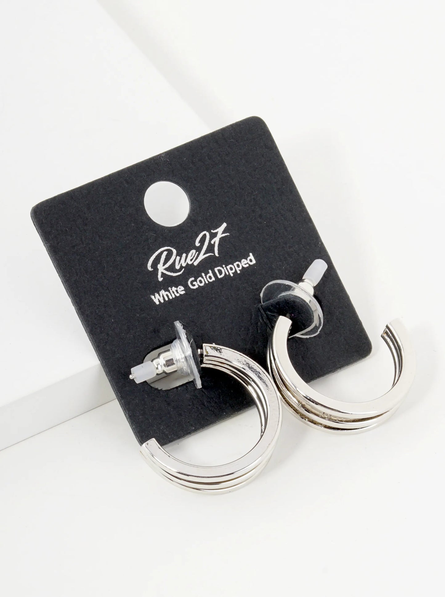 18K Gold Dipped 3 Line Layered 20mm Hoop Earrings