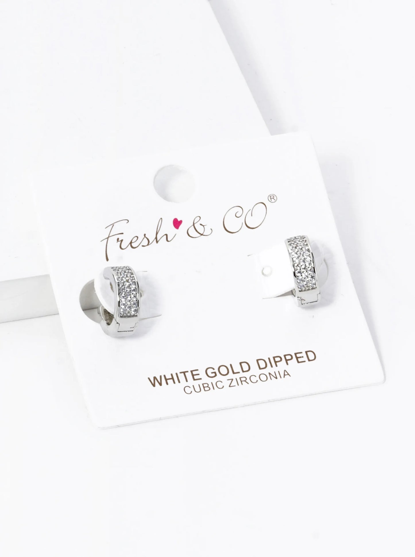 18K Gold Dipped 3 Line Micro Pave Set Cubic Zirconia 10mm Huggie Hoop Earrings
