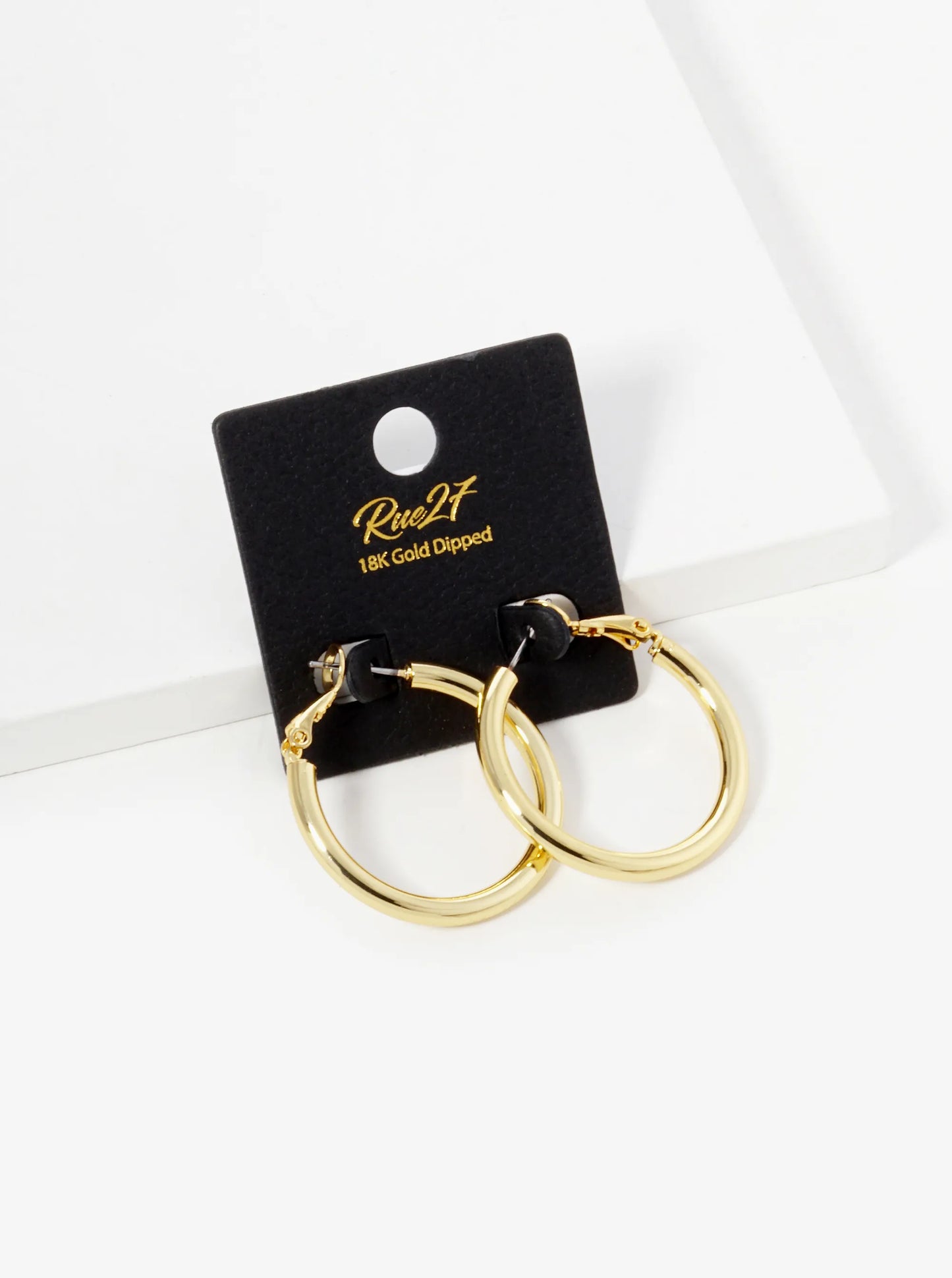 18K Gold Dipped 30mm Brass Spring Latch Hoop Earrings