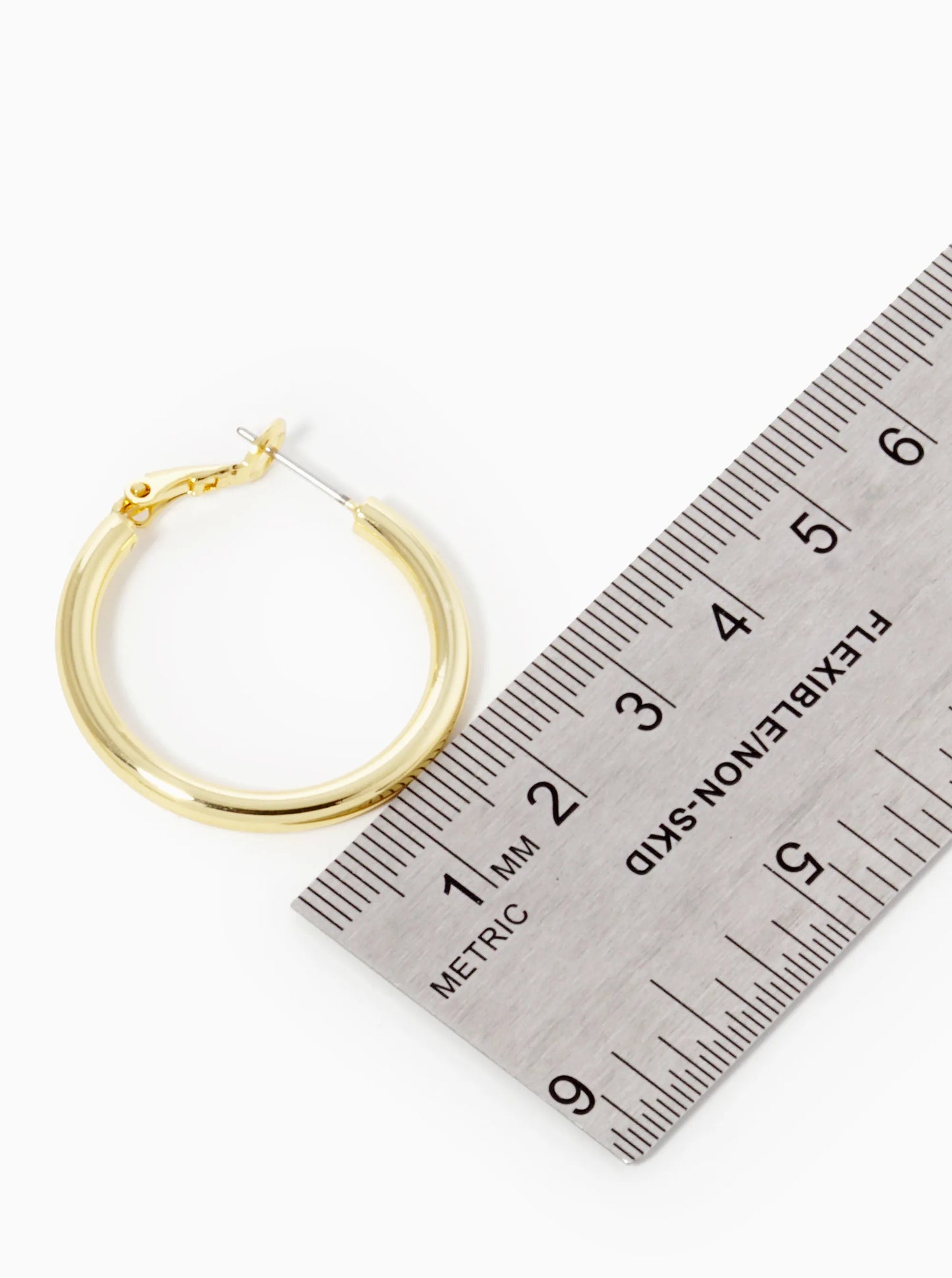 18K Gold Dipped 30mm Brass Spring Latch Hoop Earrings