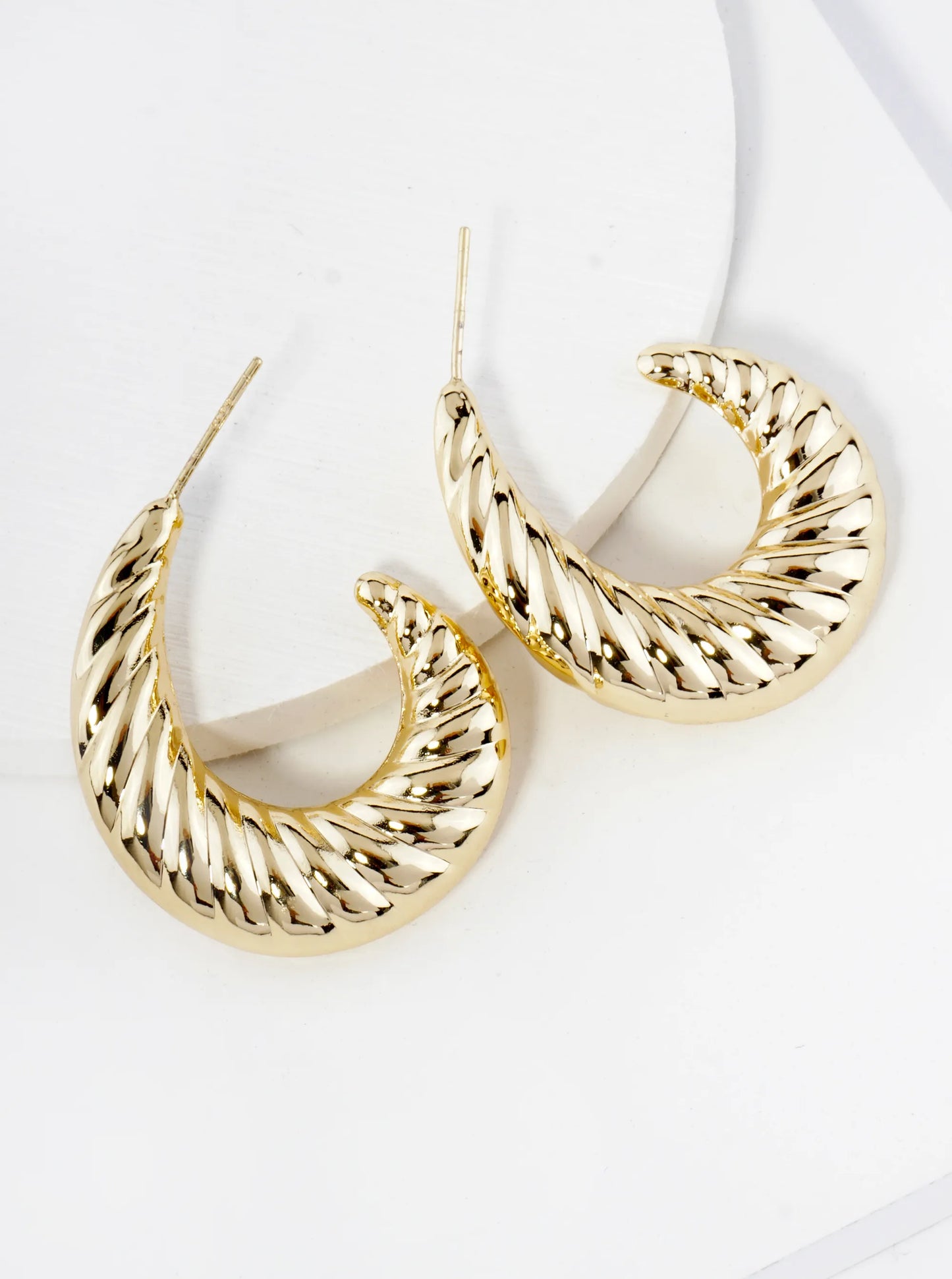18K Gold Dipped 30mm Hollow Croissant Hoop Earrings