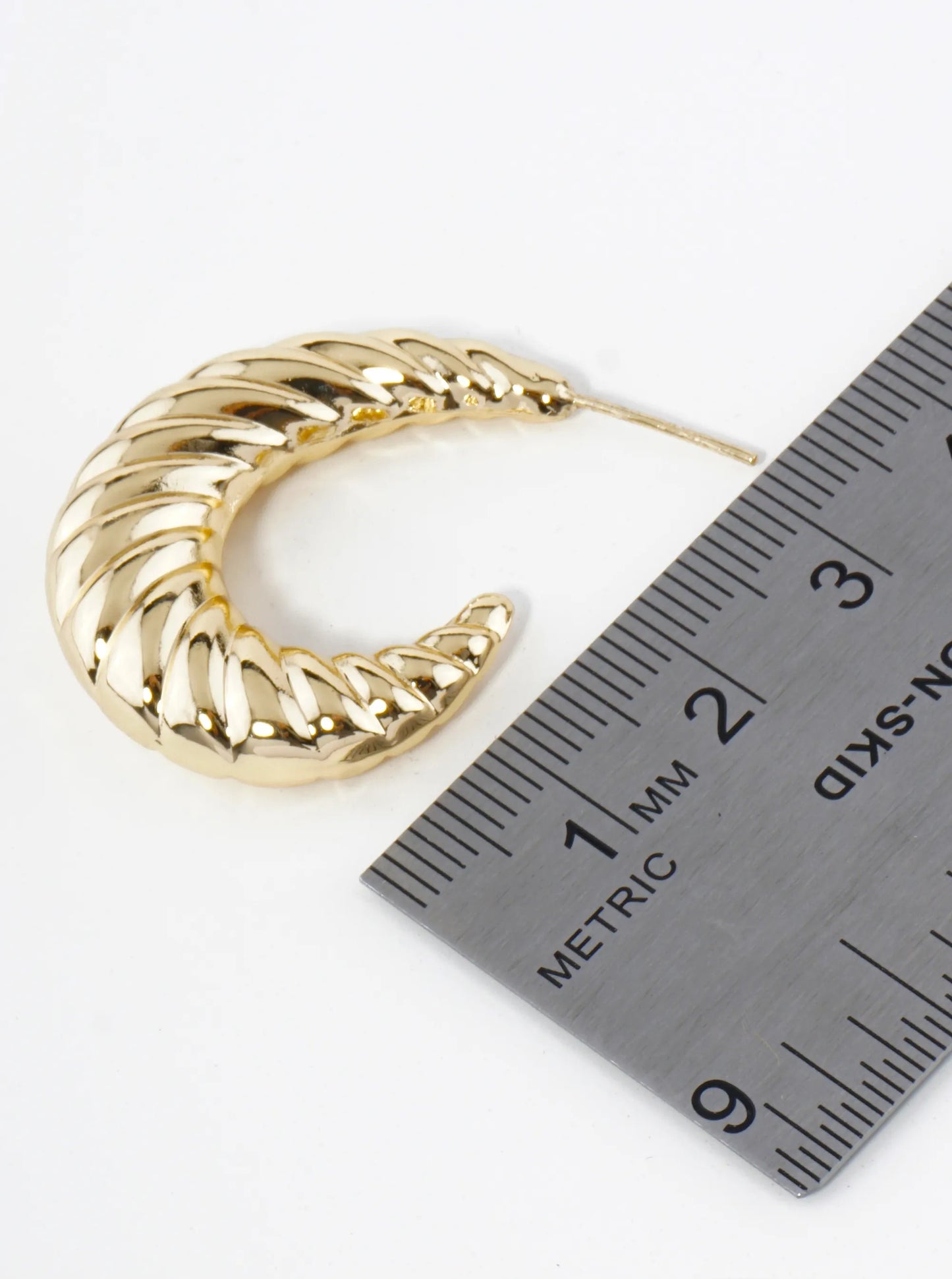 18K Gold Dipped 30mm Hollow Croissant Hoop Earrings
