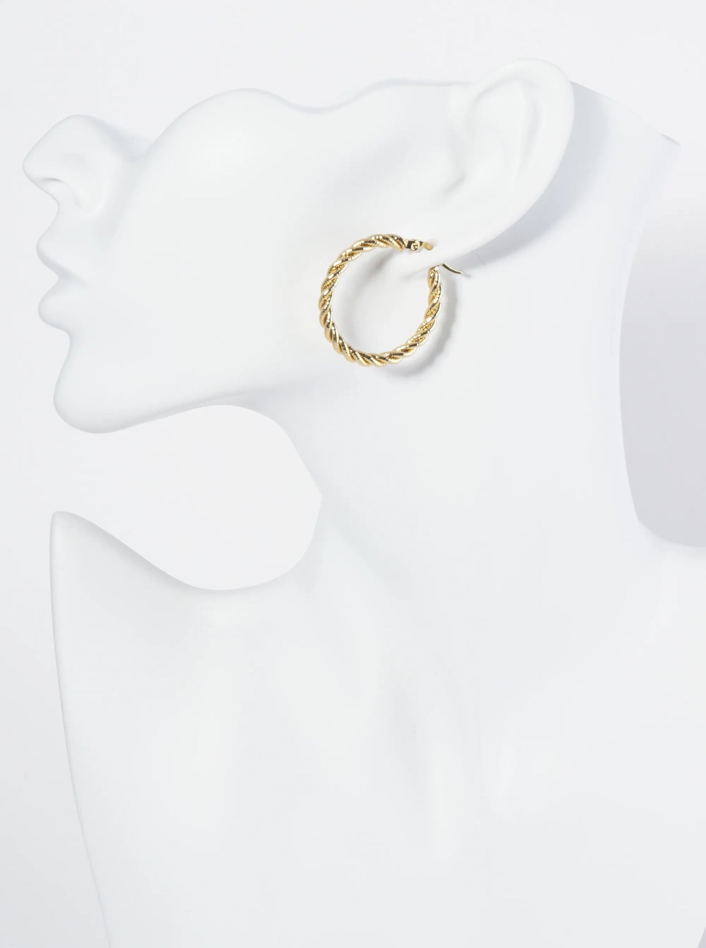 18K Gold Dipped 30mm Stainless Steel Rope Chain Hoop Earrings