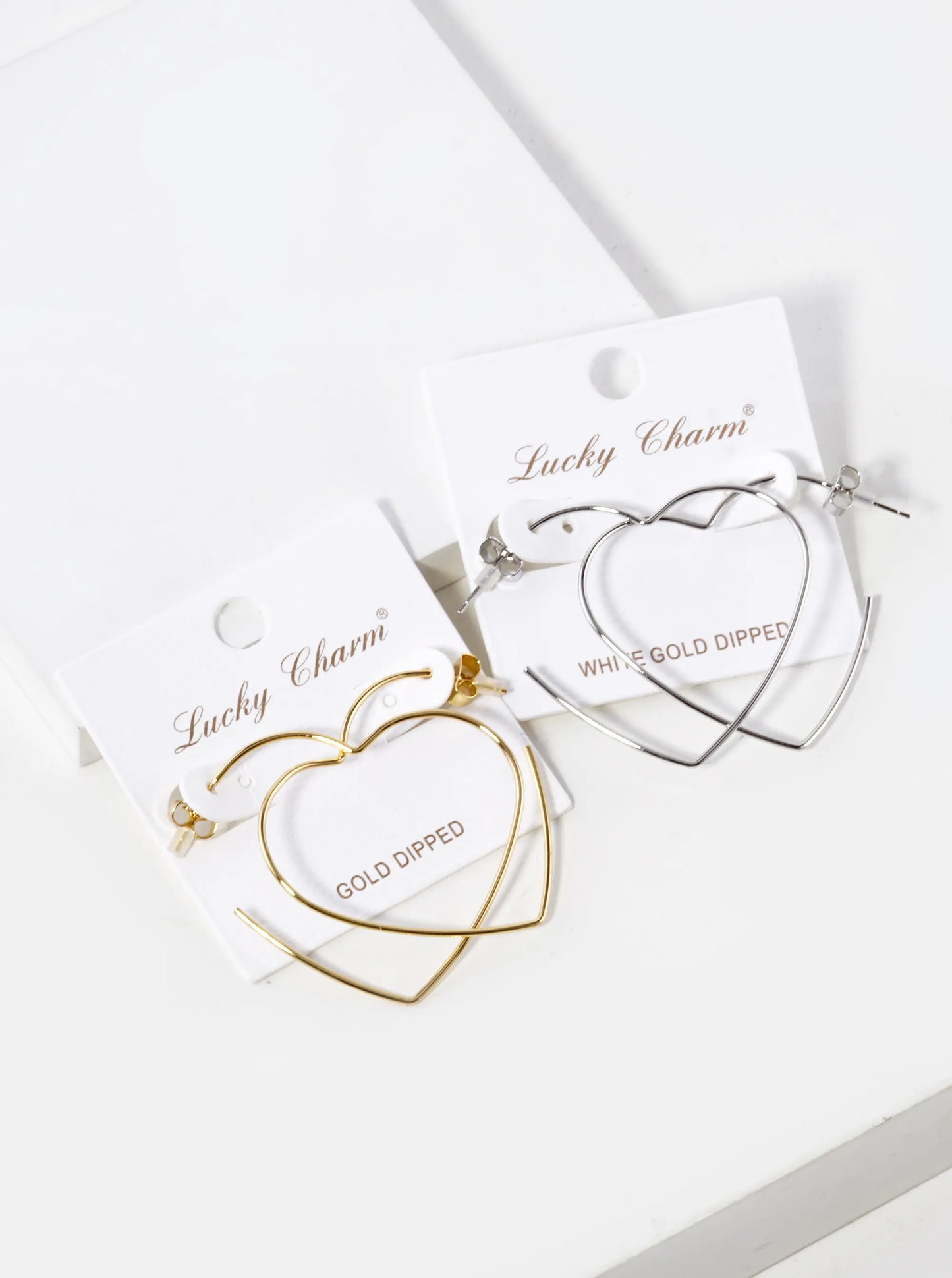 18K Gold Dipped 35mm Heart Shape Lightweight Open Hoop Earrings