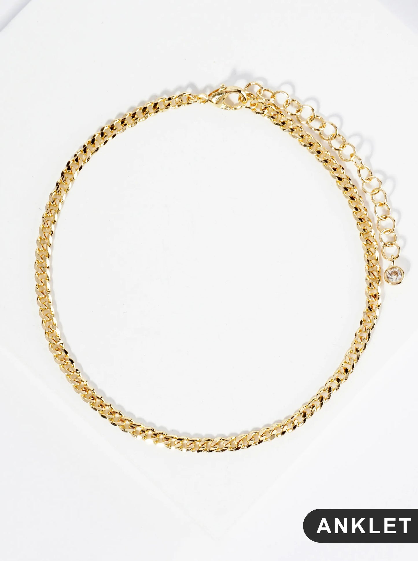 18K Gold Dipped 2mm Unique Brass Chain Anklet