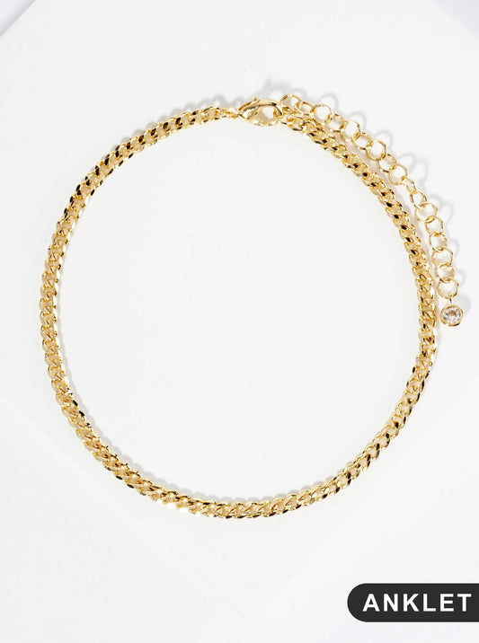 18K Gold Dipped 2mm Unique Brass Chain Anklet