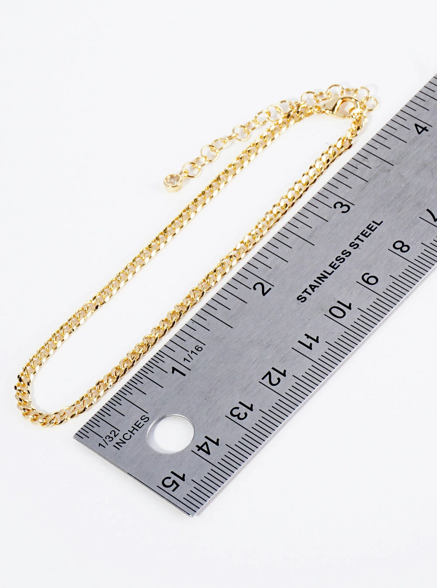 18K Gold Dipped 3mm Brass Cuban Chain Anklet