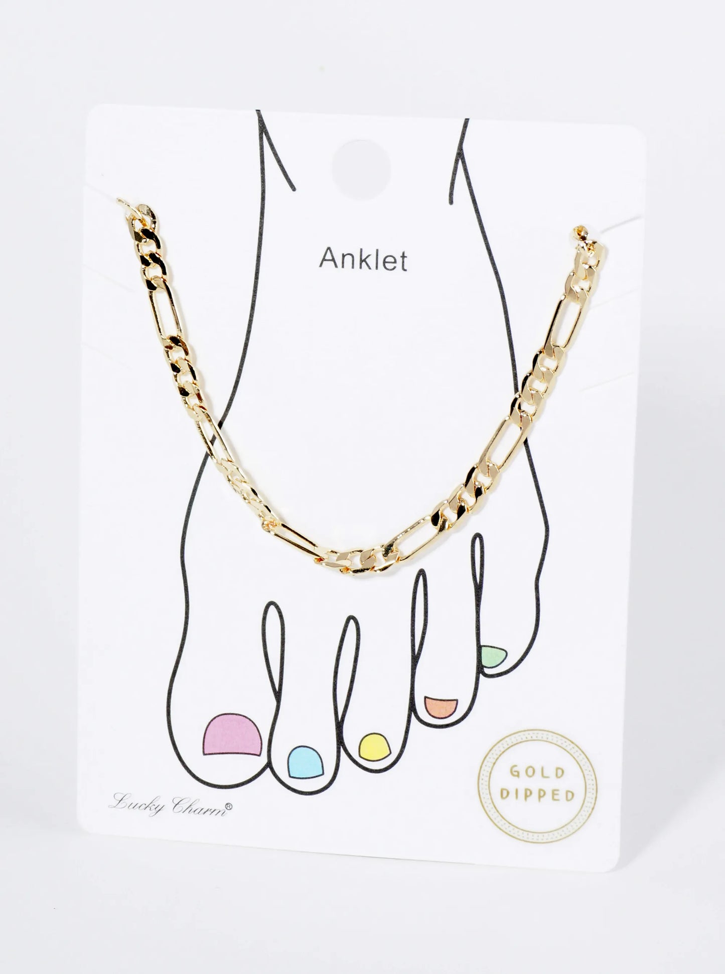 18K Gold Dipped 3mm Brass Figaro Link Chain Anklet