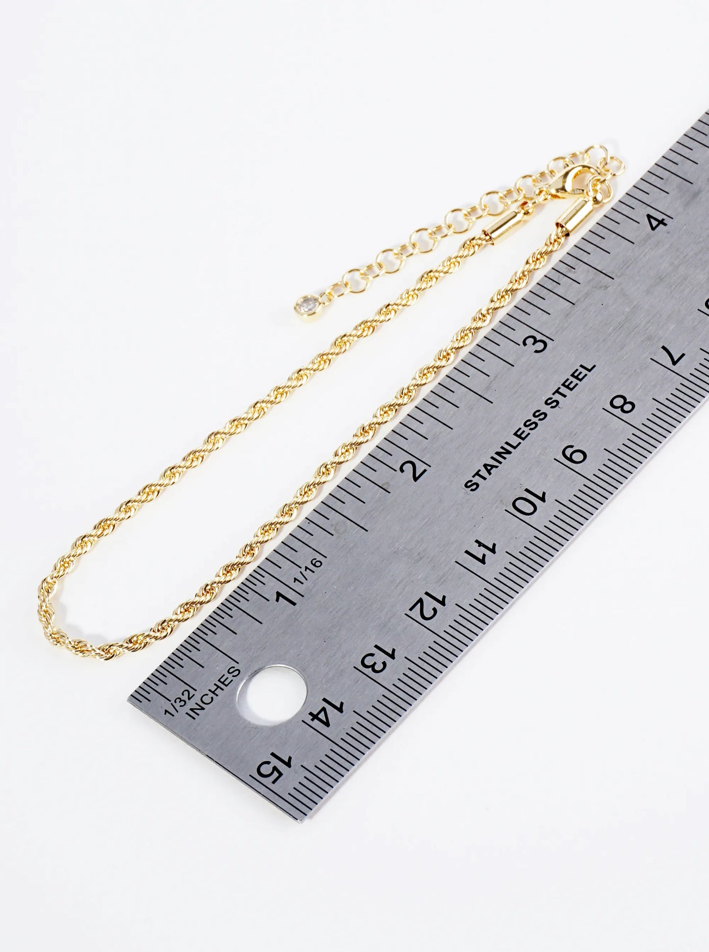 18K Gold Dipped 3mm Textured Brass Rope Chain Anklet